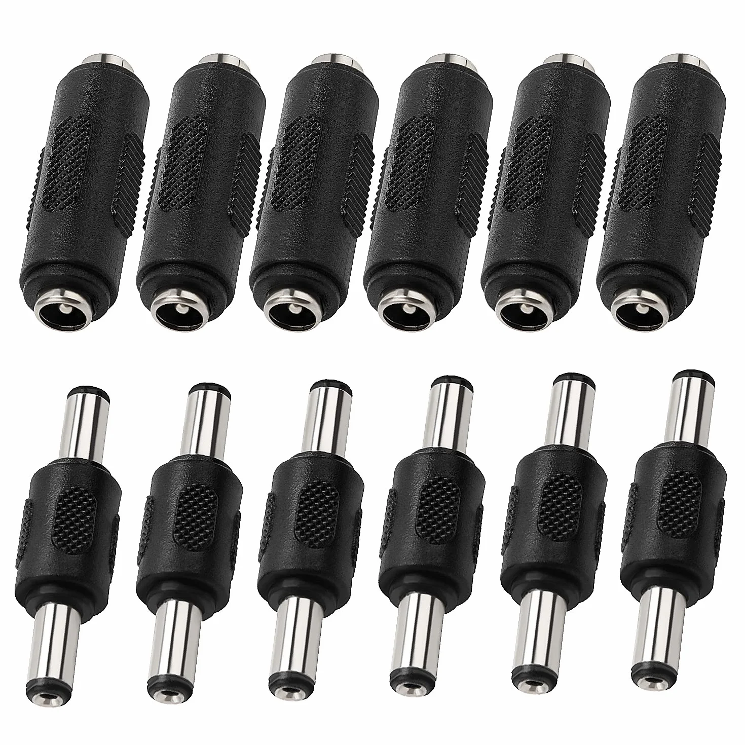 12 Pièces 5,5 x 2,1 mm DC Alimentation Coupleur, 2.1x5.5 mm DC Adaptateur de Prise Mâle à Mâle, DC Adaptateur de Jack Femelle à Femelle, 12V Connecteur de Prise CC pour Caméra CCTV LED