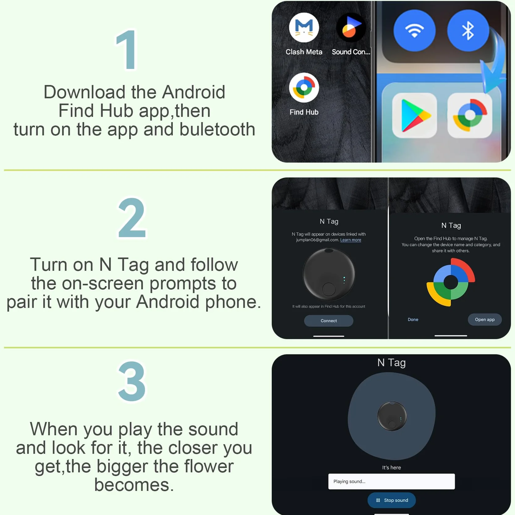 Air Tracker Android, 4 Traceur Localisateur D’Objets Bluetooth, Smart Tracker Tag Fonctionne avec l’app Google Localiser (Uniquement Android), Smart Traceur Tag pour clés, Bagages