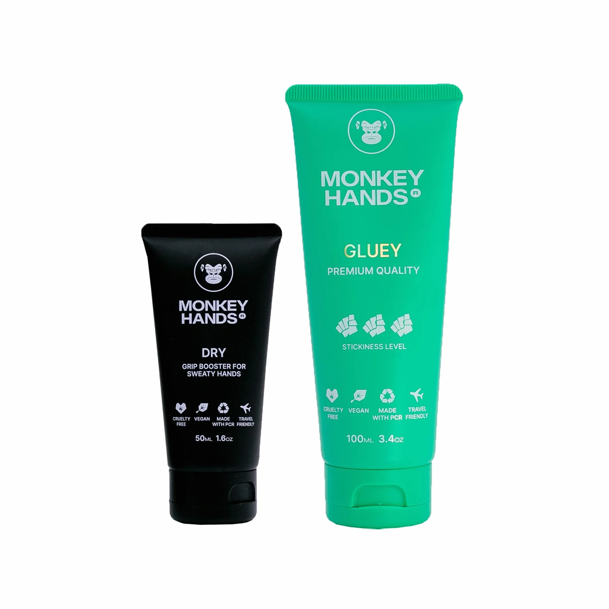 Monkeyhands Combo Grip Booster Dry 50 ml absorbe la transpiration Super Strong Gel Grip Gluey 100 ml pour Pole Dance Calisthenics