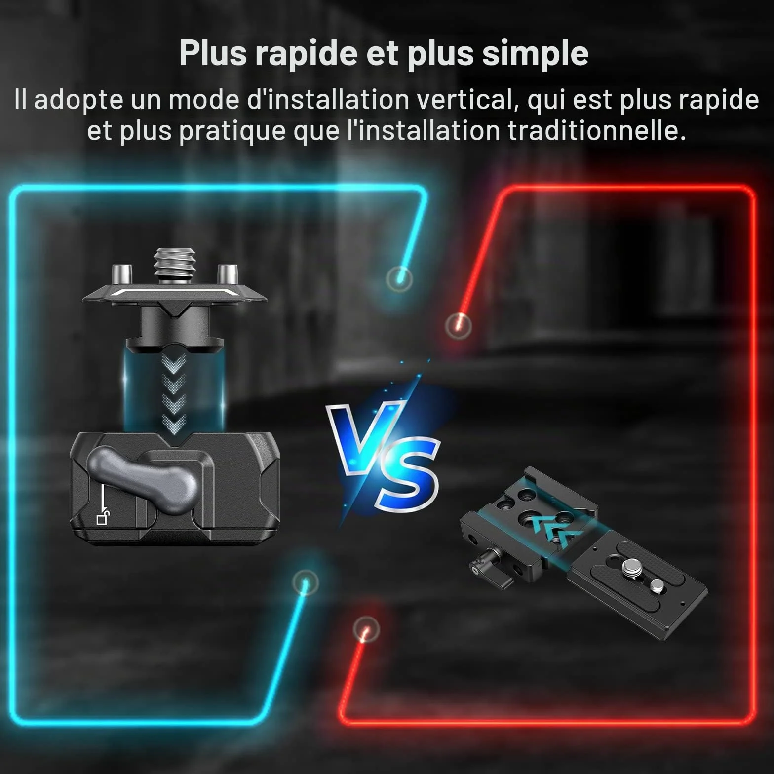 SMALLRIG Mini Plaque à Dégagement Rapide avec Vis 1/4", HawkLock Drop-in QR Plate Camera Mount pour Canon pour Sony pour Trépied, Monopode, Caméscope, Lumière LED, Caméra d'action, Moniteur - 3513C