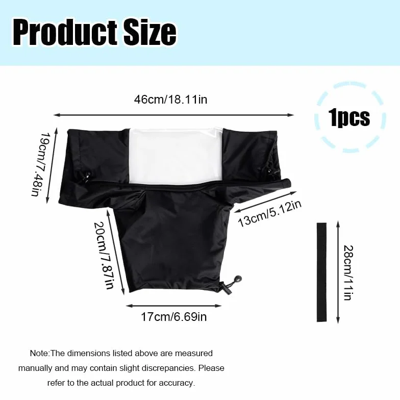 Housse de Pluie Imperméable en Nylon pour Appareils Photo Reflex DSLR, Protection Anti-Pluie Compatible avec Fujifilm, Nikon, Canon, Sony avec Fenêtre Transparent et Manches Réglables