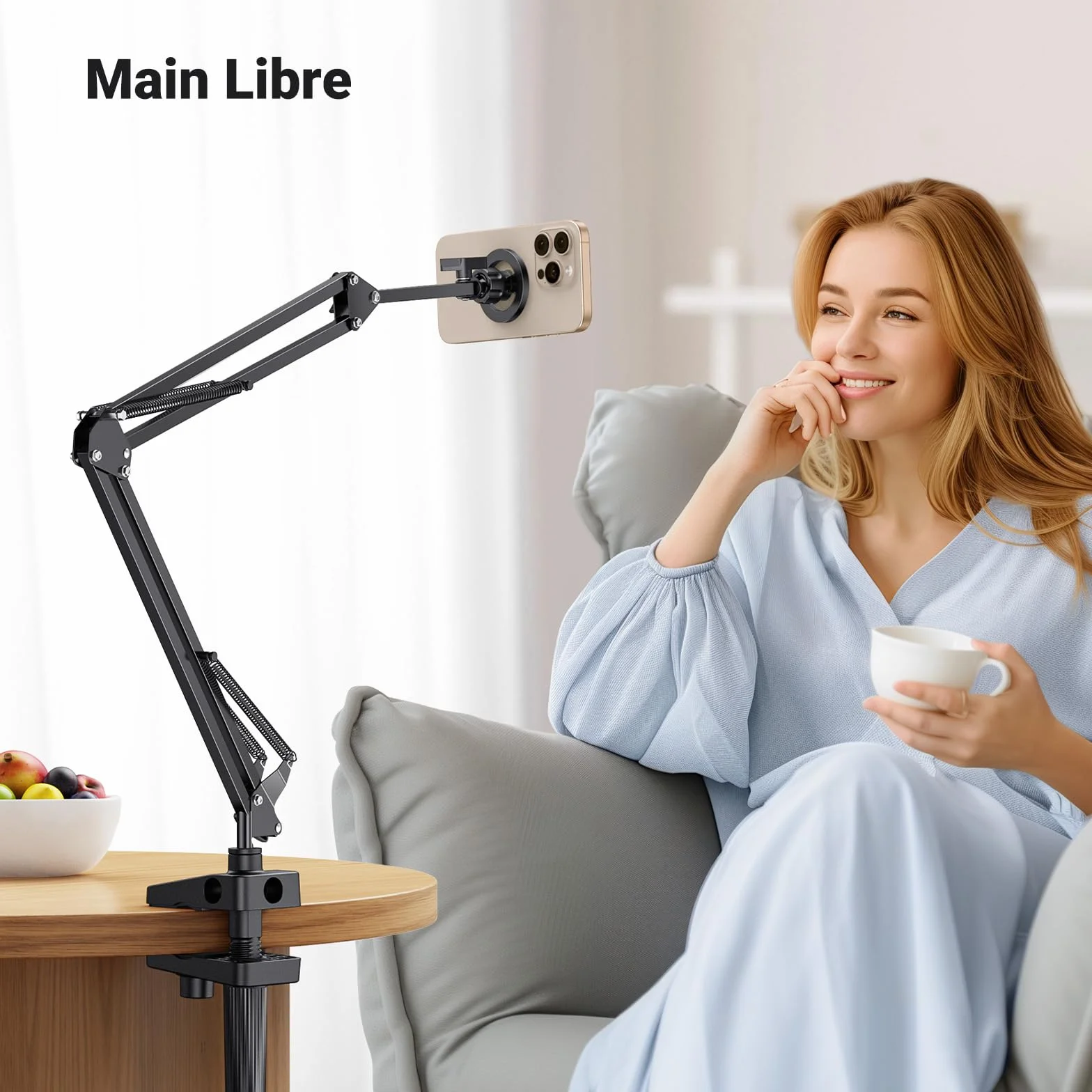UGREEN Support Téléphone Magnétique Lit Bureau Bras Articulé Flexible Porte Smartphone Aimanté Compatible avec MagSafe iPhone 16 Plus Pro Max 15 14 13 Galaxy S24 Ultra Anneaux Métallique Inclus