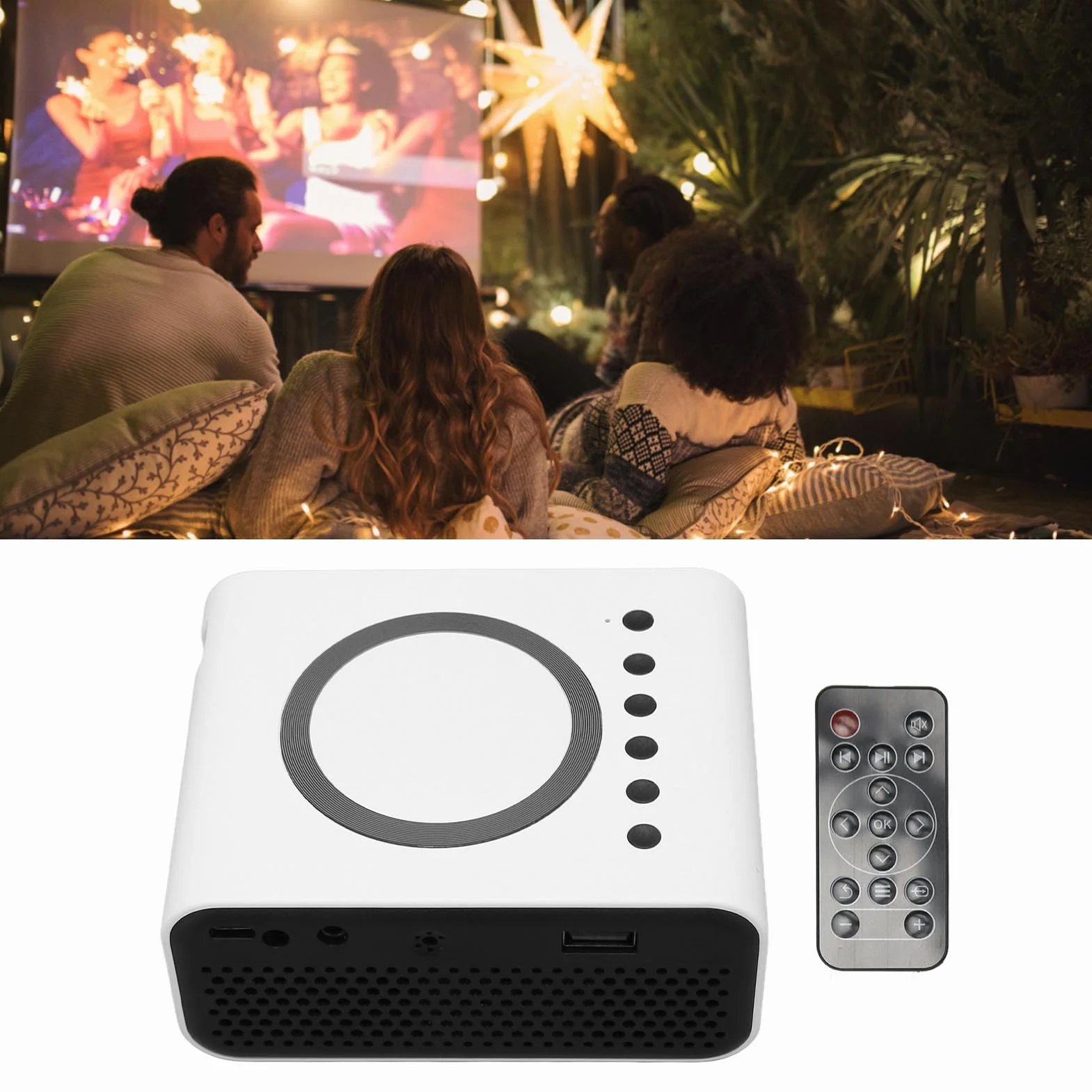banapoy Mini Projecteur LED Full HD 1080P Portable WiFi Vidéoprojecteur pour téléphone et Ordinateur Blanc