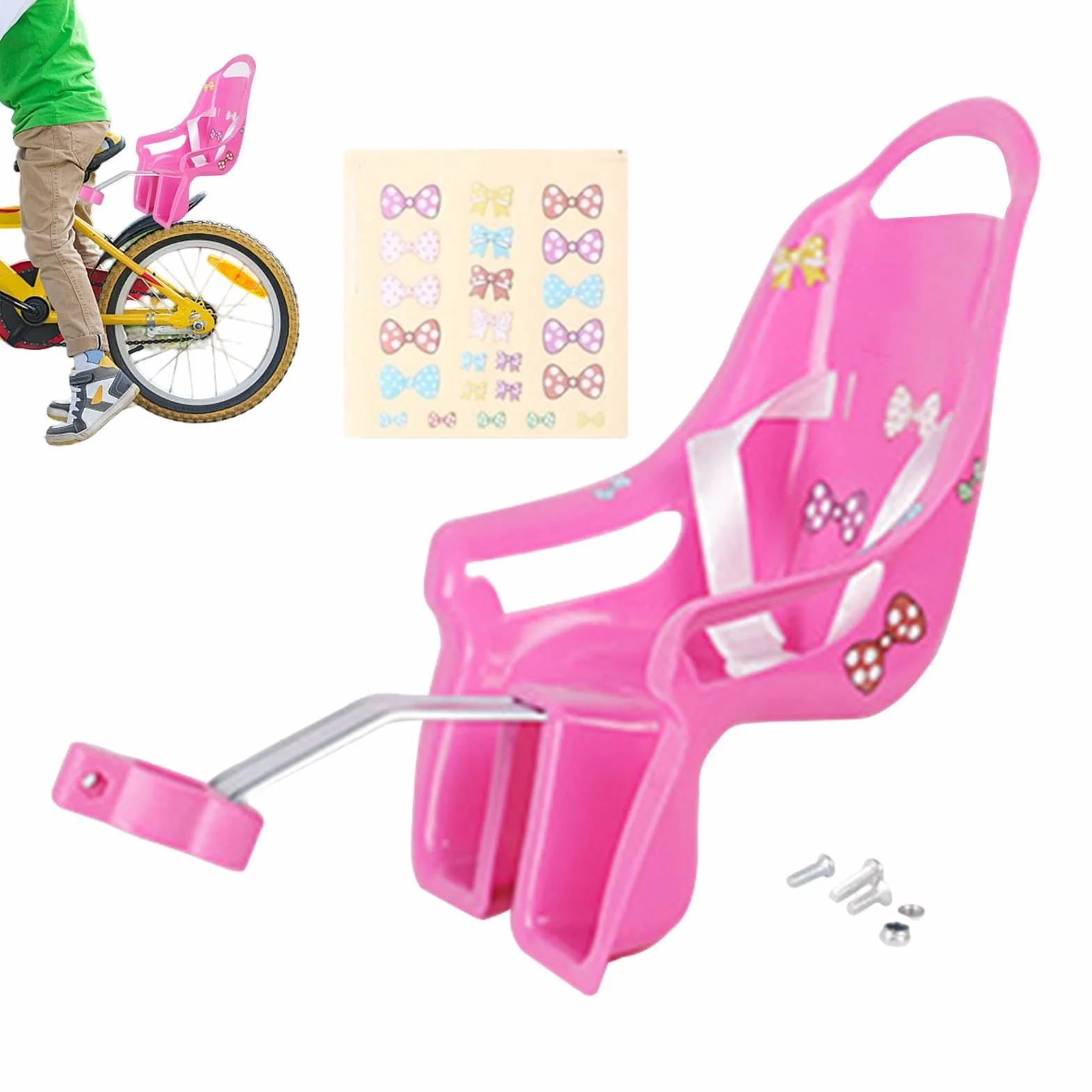 Siège De Vélo pour Filles avec Autocollants DIY pour Animaux en Peluche Taille Standard, Accessoires Vélos Enfant