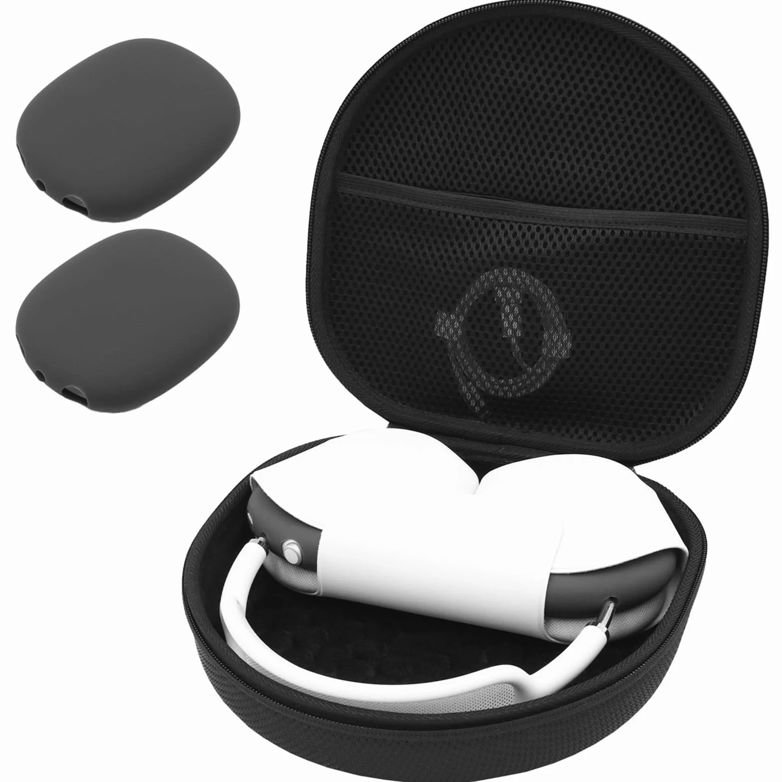 ProCase Étui Transport Rigide pour AirPods Max 2020/2024 avec Couvercle et Pochette en Filet, Noir
