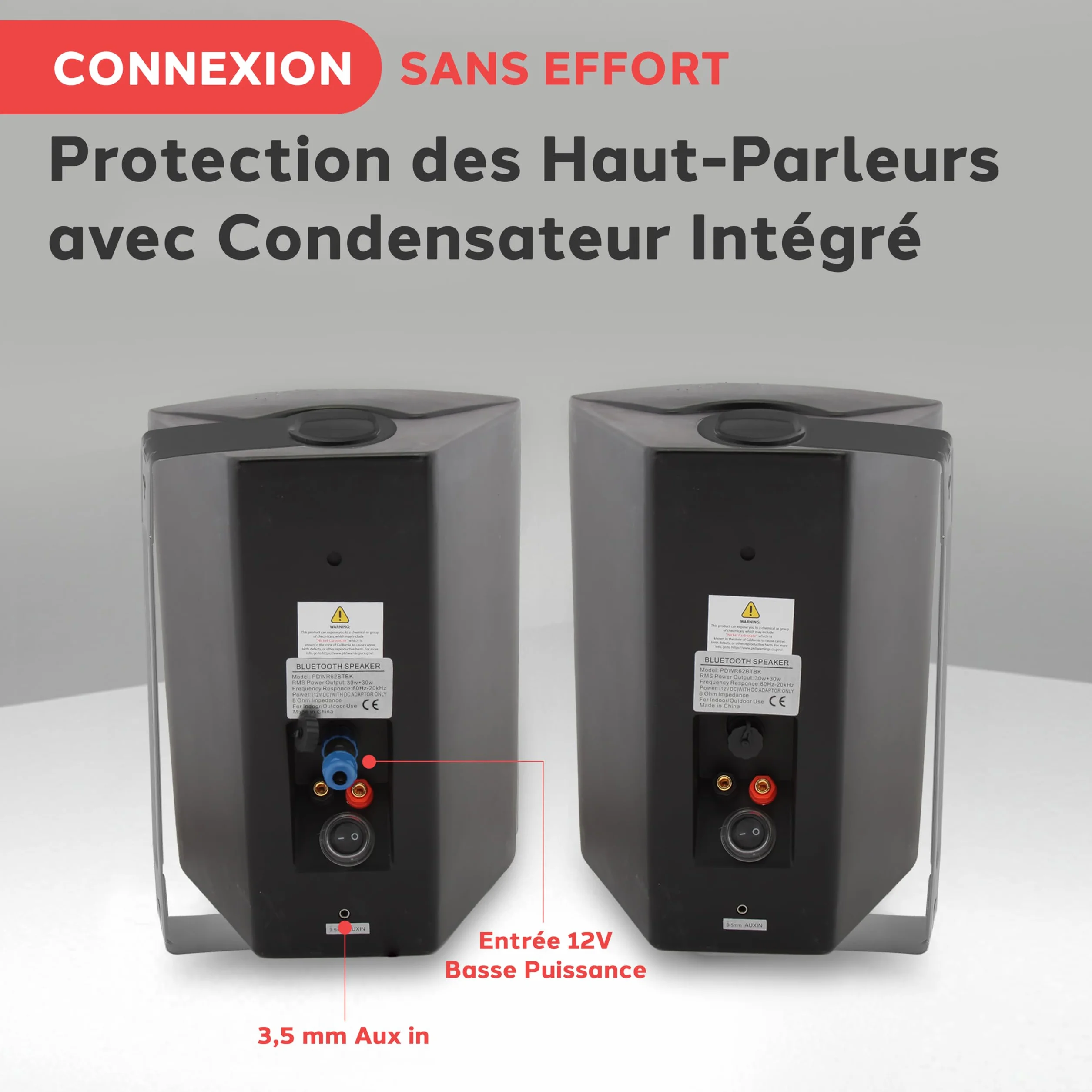 Pyle Enceinte d’Extérieur Bluetooth,240W, Enceinte Mural étanche, Paire de Haut Parleur Imperméables, Active + Passive, Résistant à l'eau, Son Stéréo, Utilisation dans la Piscine, Patio, l'Intérieur
