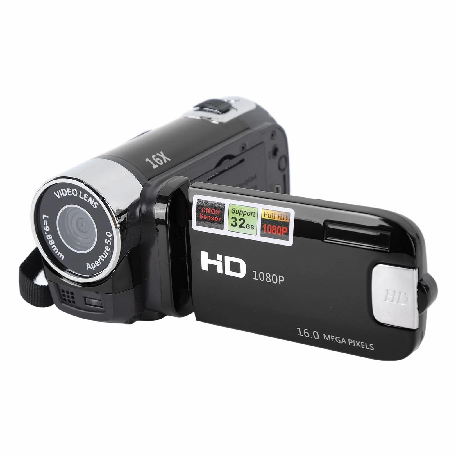 Caméscope Vidéo, Enregistreur de Caméra Vlogging Full HD 1080P 16MP avec écran Rotatif de 2,7 Pouces, Appareil Photo Numérique à Zoom Numérique 16x, pour Les Amis et la