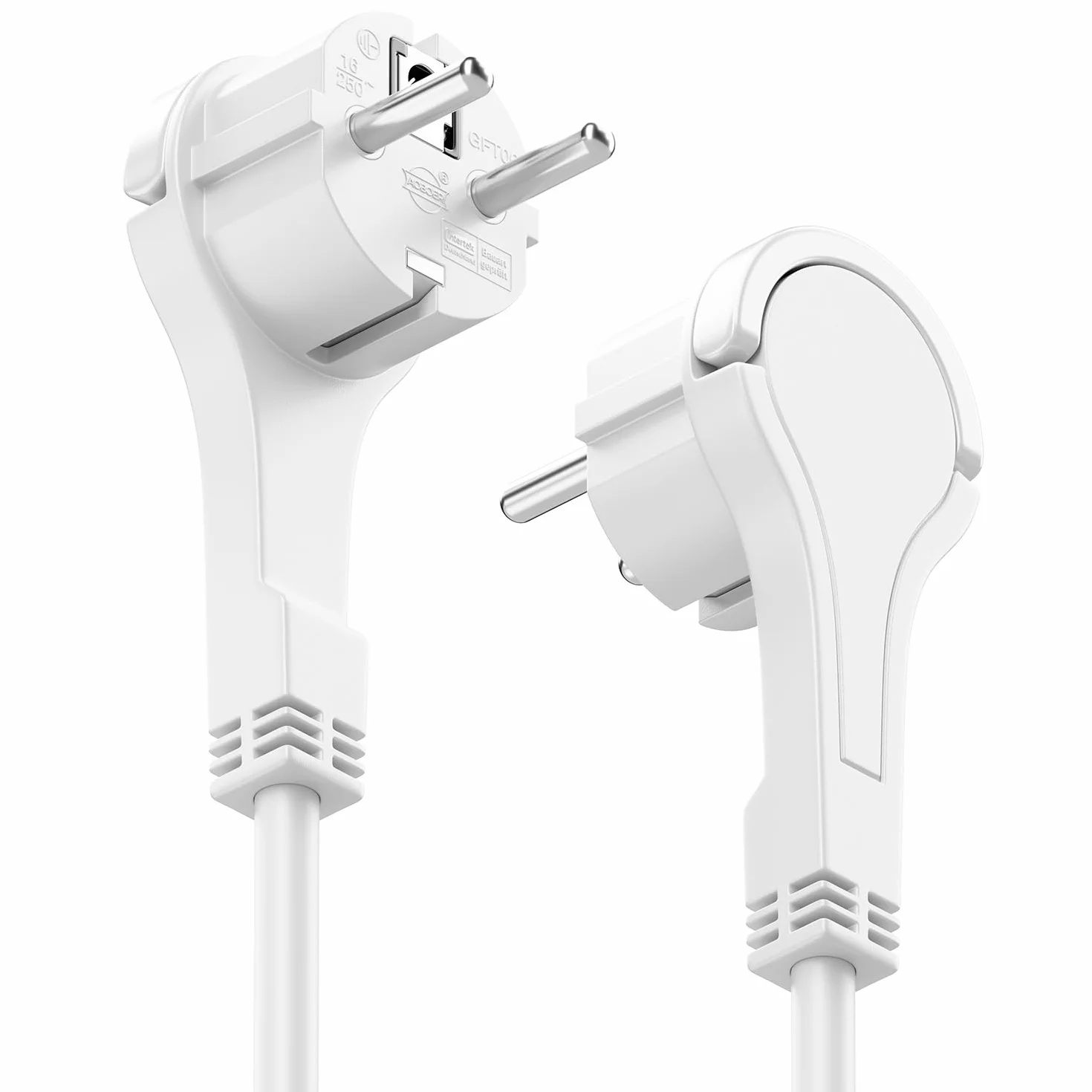 deleyCON 2m Cordon Alimentation Rallonge Fiche Plate Protection 3680W Blanc