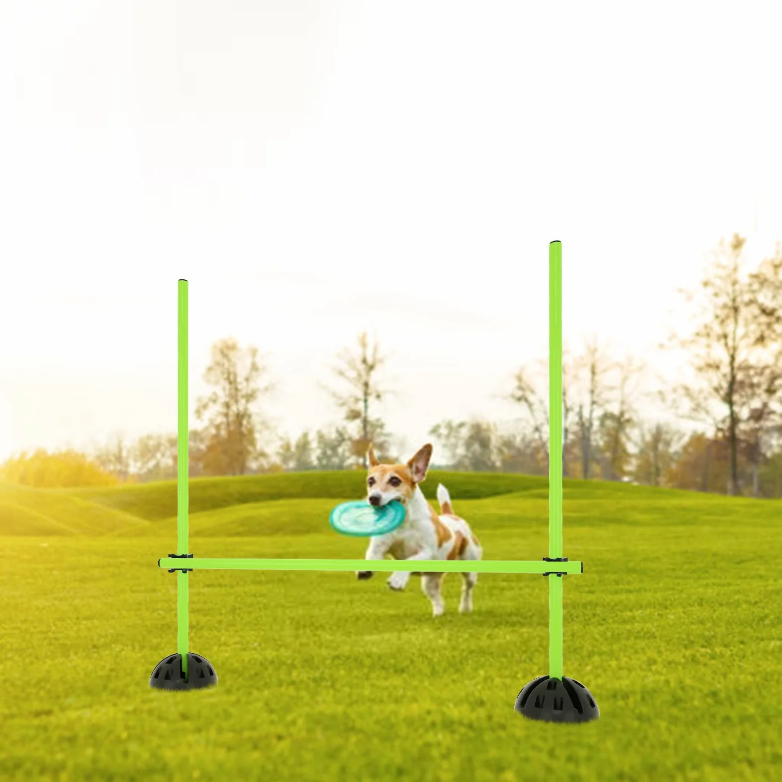 XMTECH Kit de barres de saut 100 cm, obstacles d'entraînement, coordination, dribble, mobilité (15 barres, 10 pieds, 10 clips)