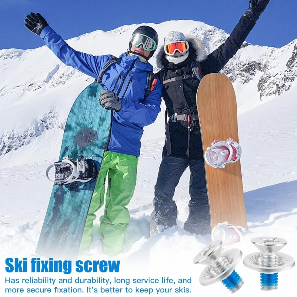 Jeu de Vis Fixation Snowboard en Acier Inoxydable avec Rondelles, 16 Pièces Ski Sport de Remplacement