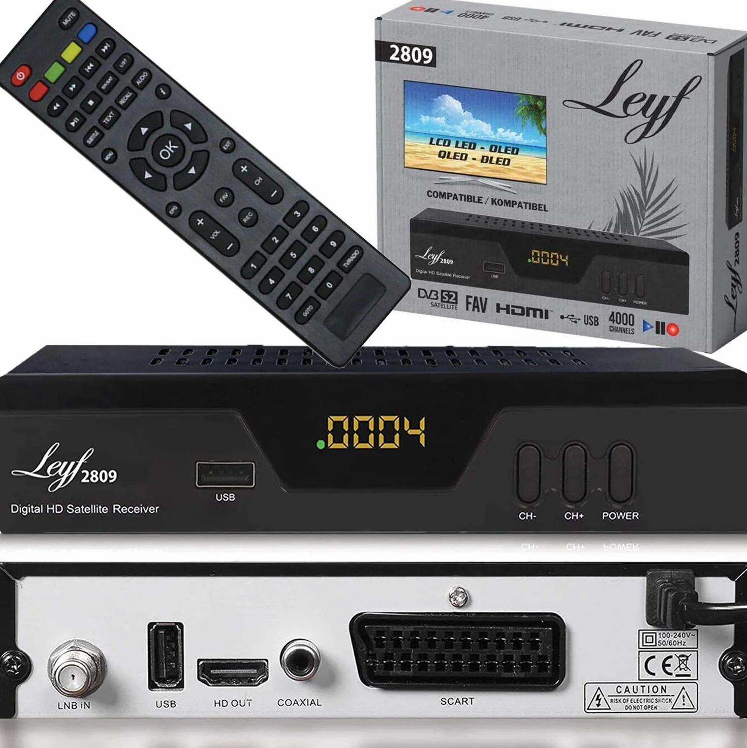 Leyf 2809 Récepteur Satellite numérique HDTV DVB-S/S2 HDMI Full HD 1080p