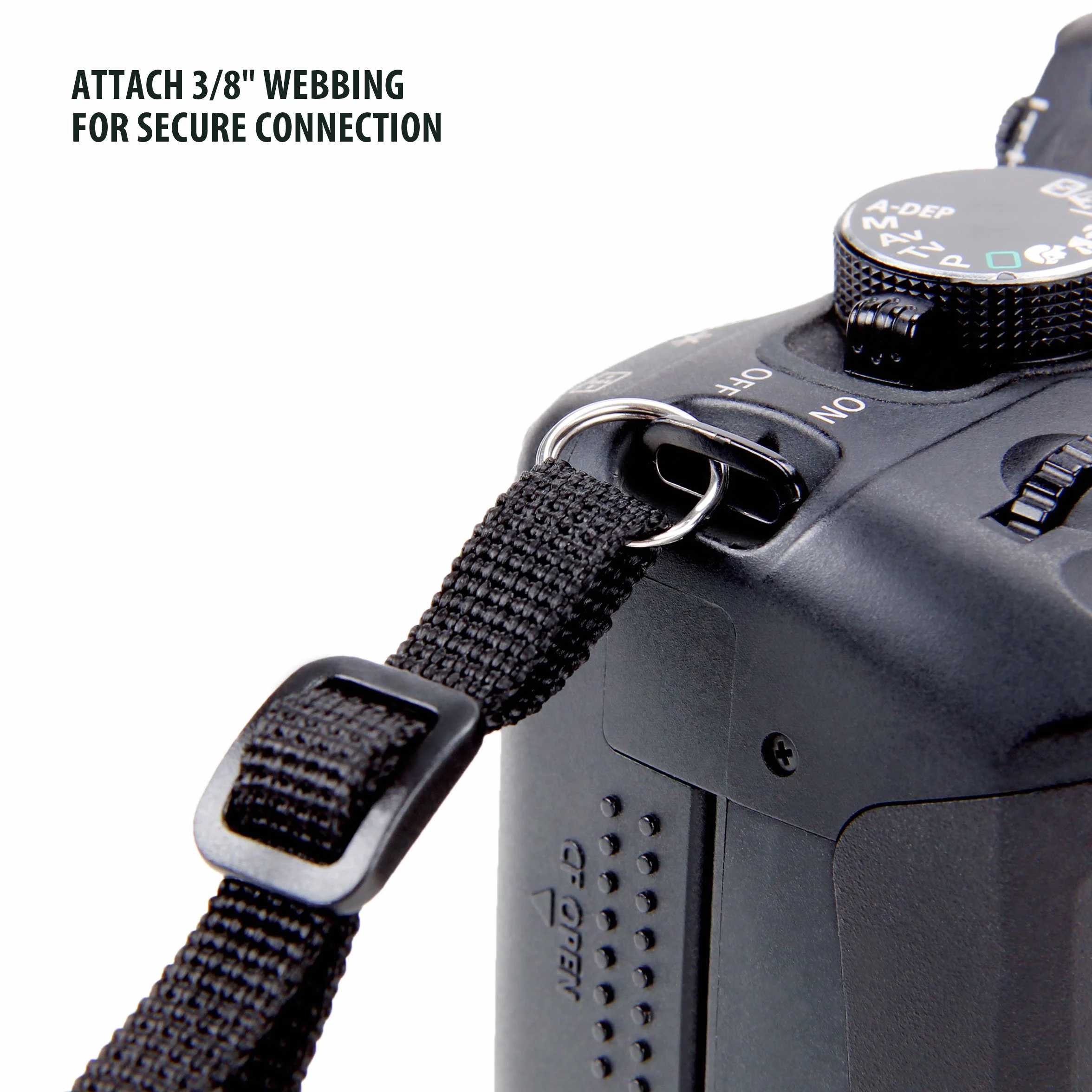 USA Gear TrueSHOT Sangle Appareil Photo Numérique DSLR/SLR, Courroie pour Réflex avec Pochettes de Rangement Rembourrées - Compatible avec Canon EOS, Nikon, Pentax et Plus - Noir