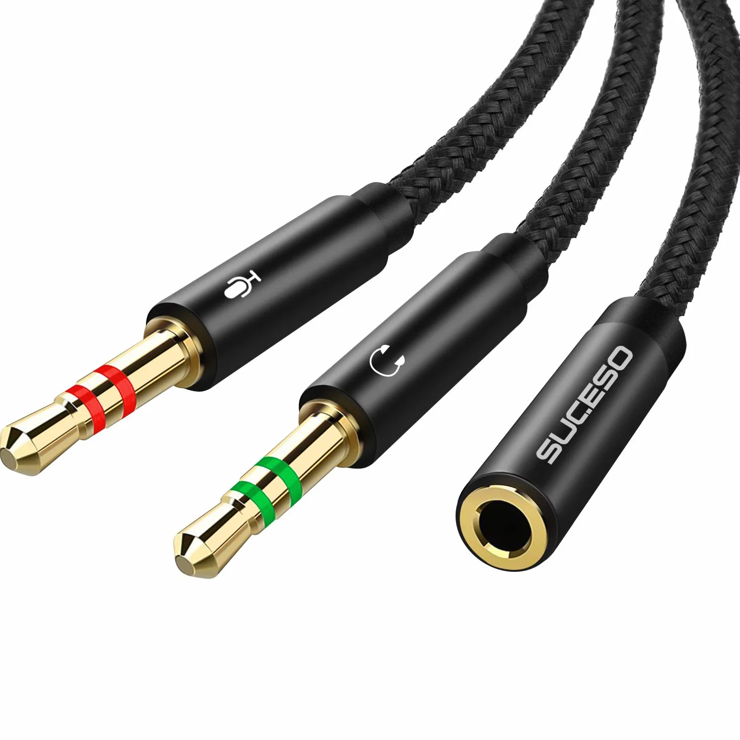 Adaptateur Jack Audio Stéréo 3,5mm Câble Nylon Tressé Splitter Y Femelle à 2 Mâle 35cm