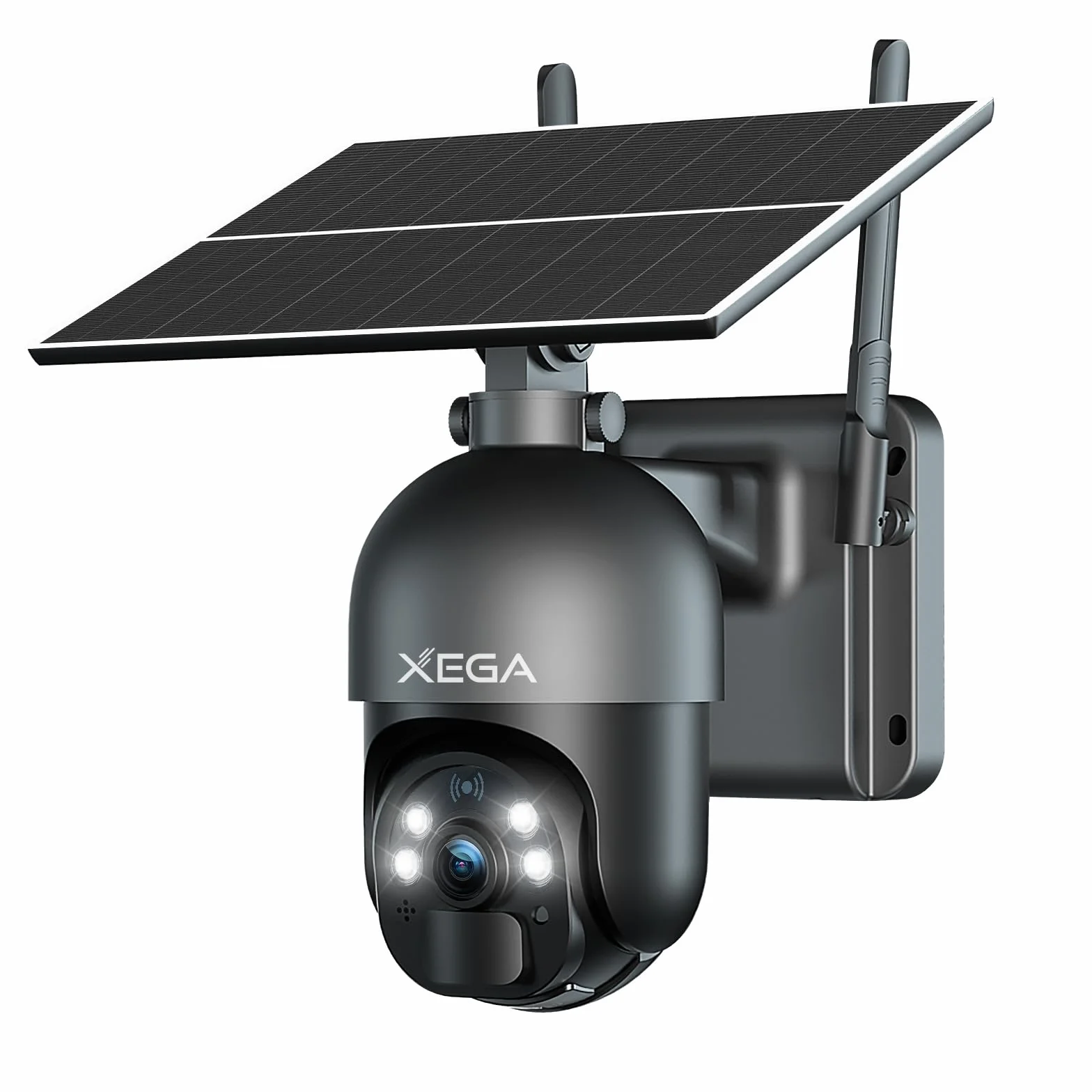Xega 4G LTE caméra de sécurité extérieure sans Fil à énergie Solaire, inclinable à 355°/95°,2K capteur de Mouvement PIR, Vision Nocturne, Conversation bidirectionnelle, Carte SIM Incluse.