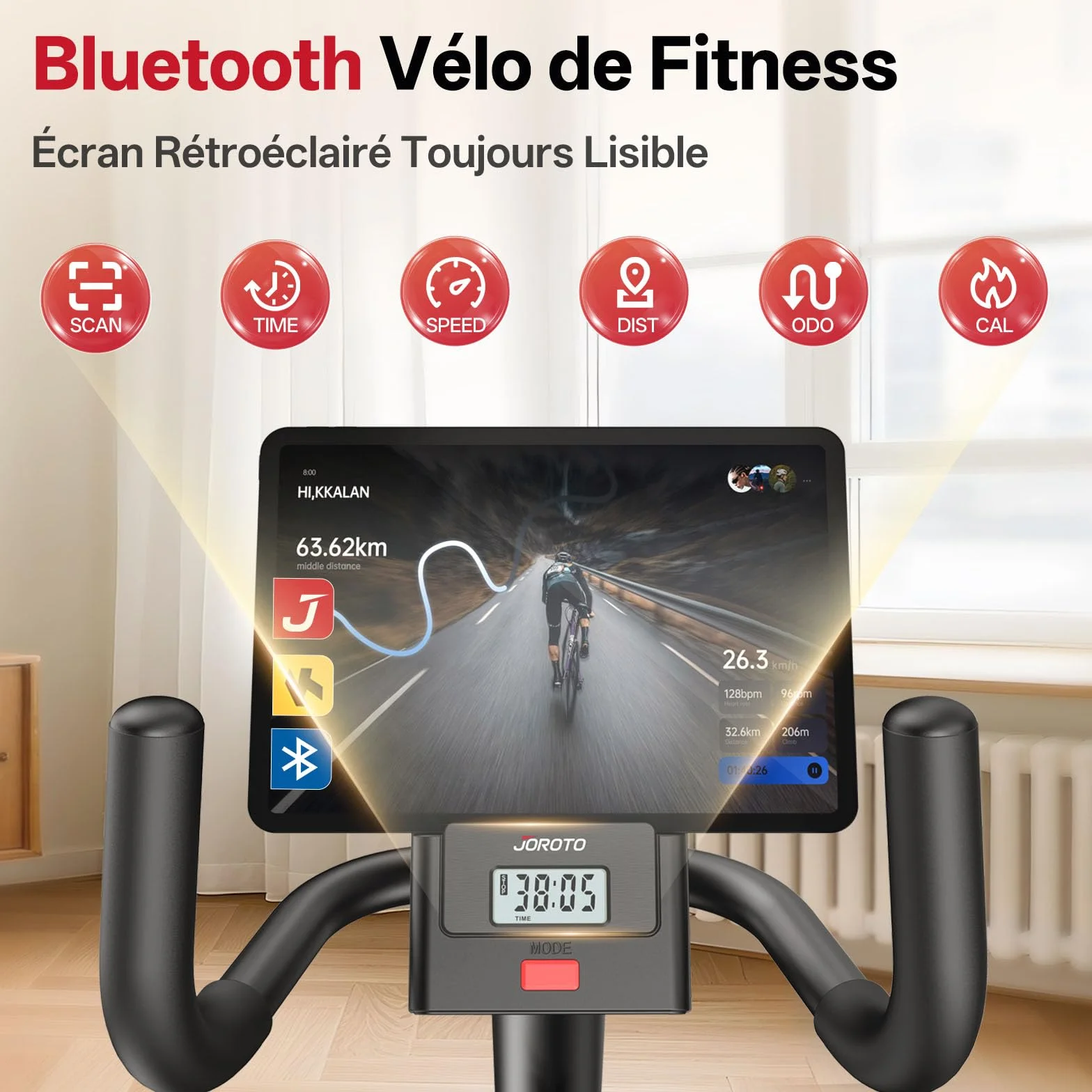 JOROTO JH30 JH30PRO Vélo d'Appartement Allongé Magnétique Bluetooth 136KG Écran LCD Siège Réglable