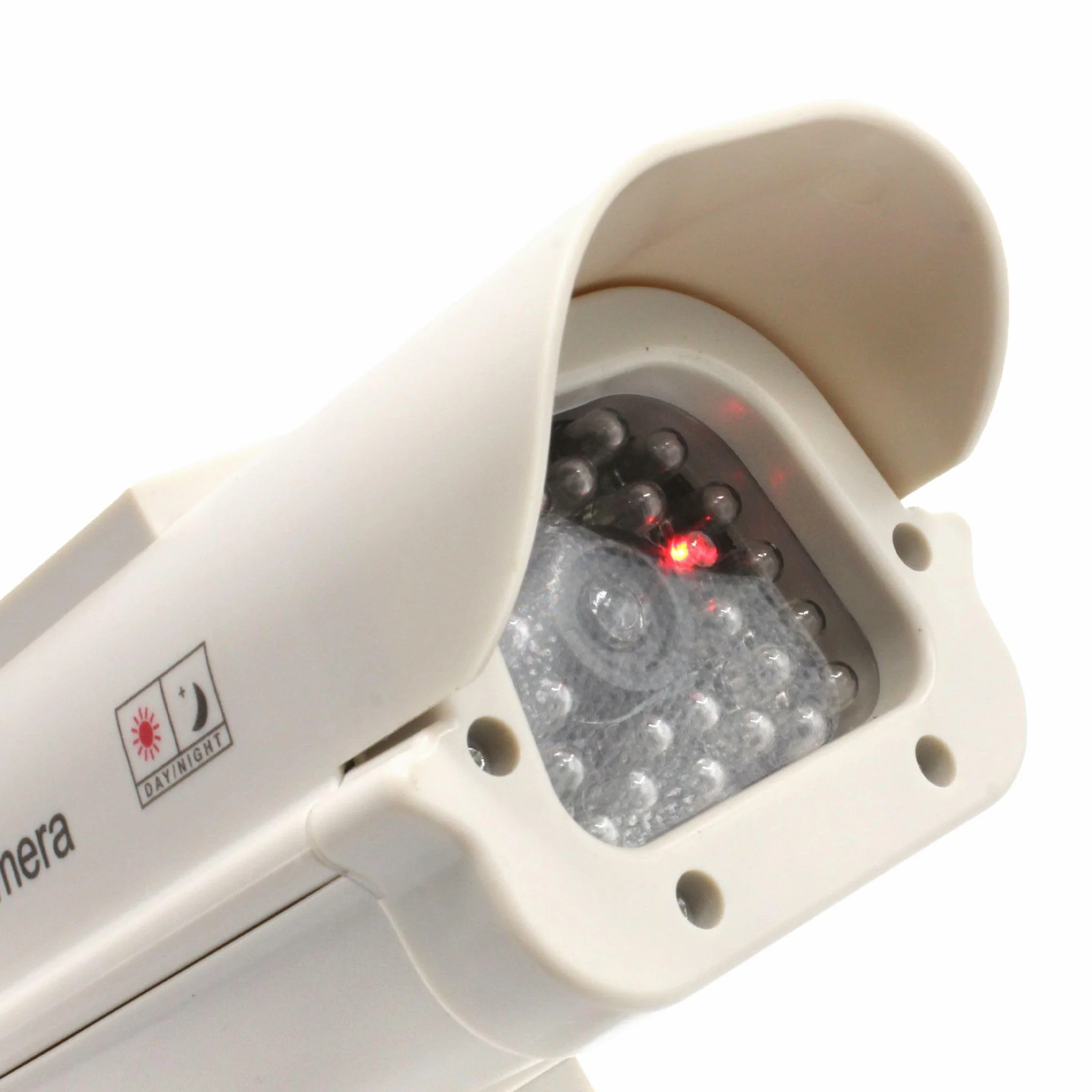 Fishtec ® Camera Factice Extérieur - Fausse Caméra de Vidéosurveillance avec LED Clignotante - Panneau Solaire - Usage Extérieur/Intérieur - Blanc