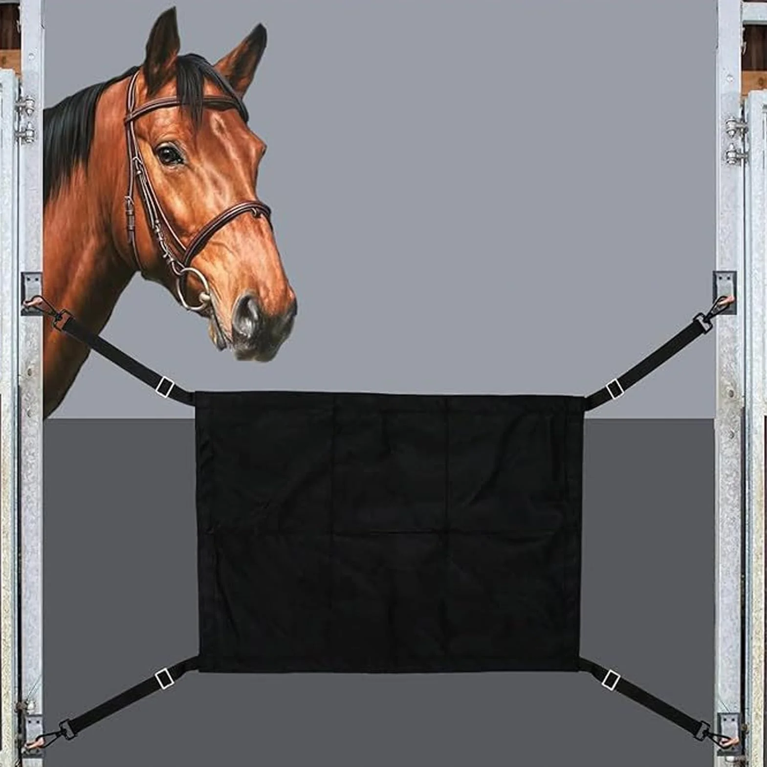 Porte de Box pour Chevaux avec Sangles Réglables - Protection pour Écuries et Centres Équestres