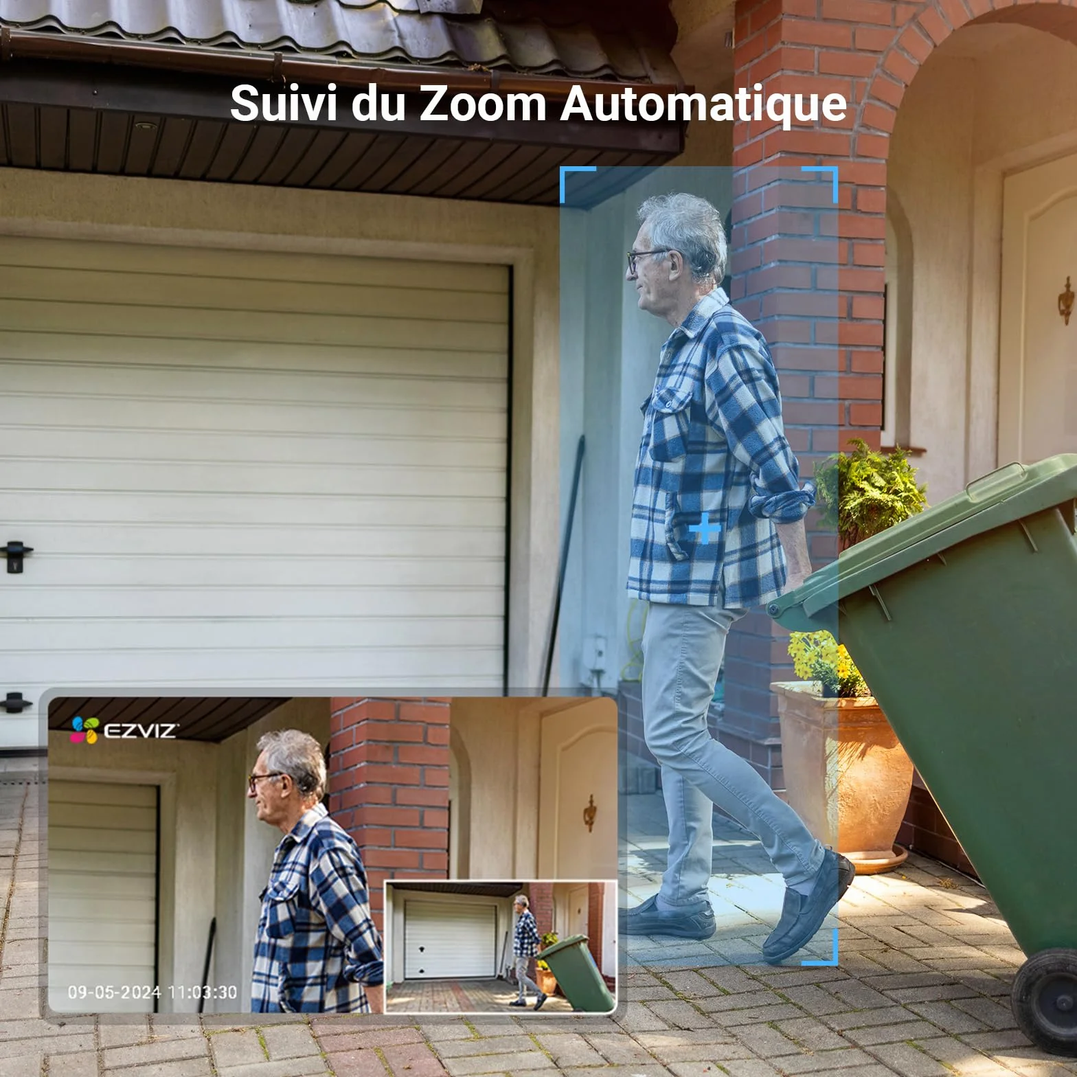 EZVIZ C8c 2MP Camera Surveillance WiFi Extérieure à 360° avec Suivi Auto-Zoom, Détection de Forme Humaine, Vision Nocturne en Couleur, Audio Bidirectionnel, IP65 Etanche, Défense Active