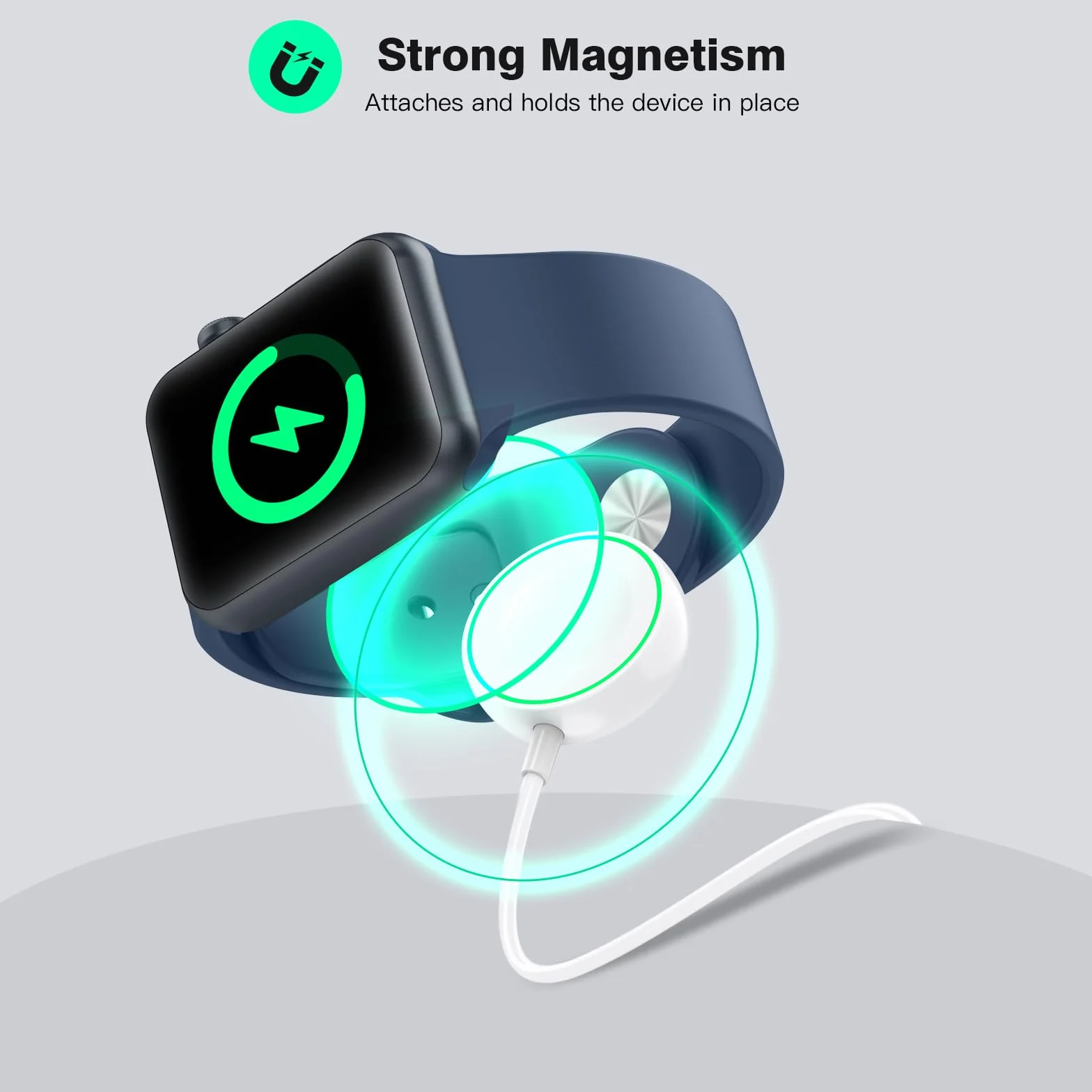 Chargeur Magnétique pour Apple Watch Series 11/10/9/8/7/6/5/4/3/SE/Ultra, Station de Chargement Rapide, Interface USB, Câble de Charge Magnétique sans Fil de 1m- Blanc