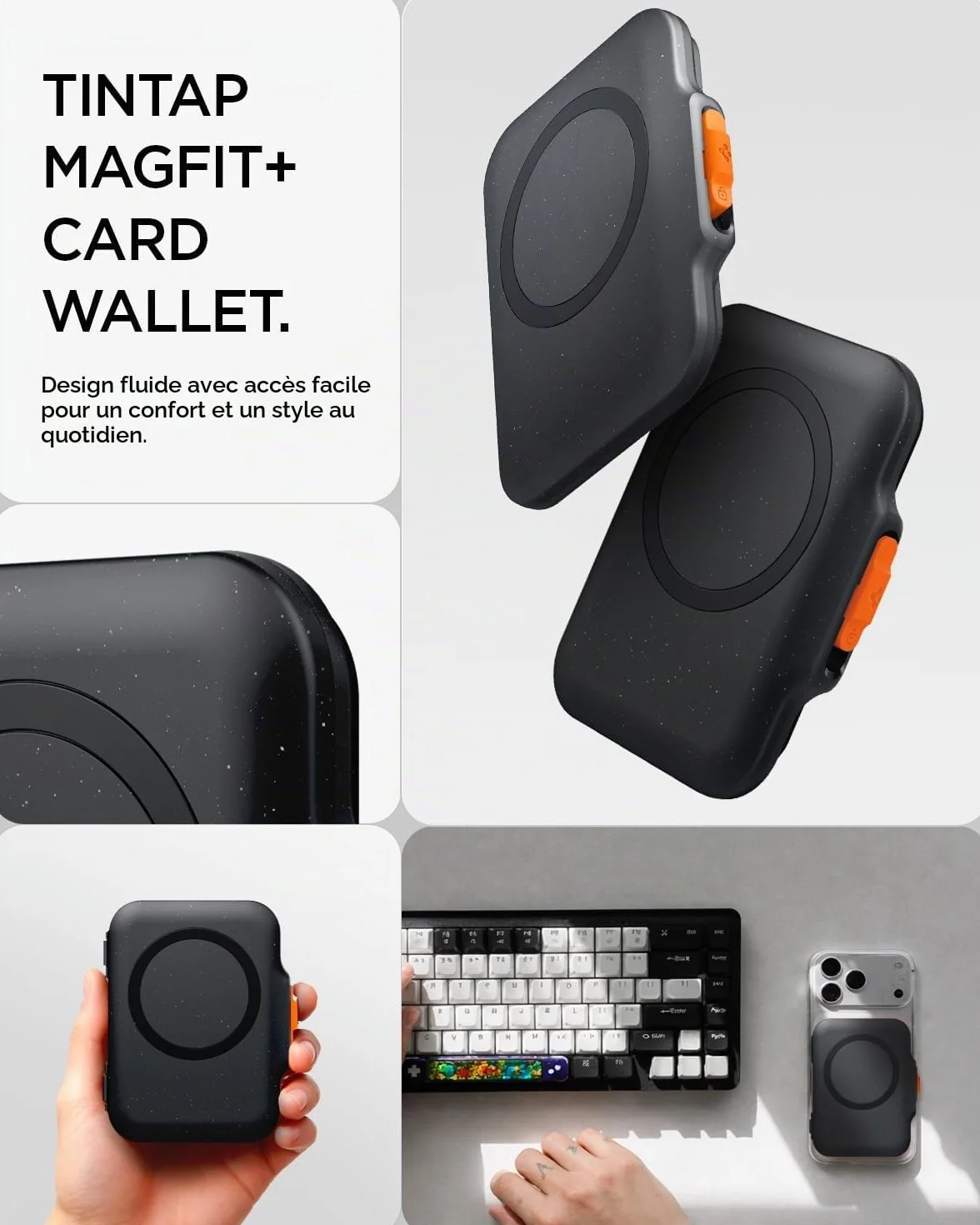 Spigen TinTap MagFit+ Porte-Cartes Magnétique Compatible iPhone 17/16/15/14/13/12 Magsafe Wallet