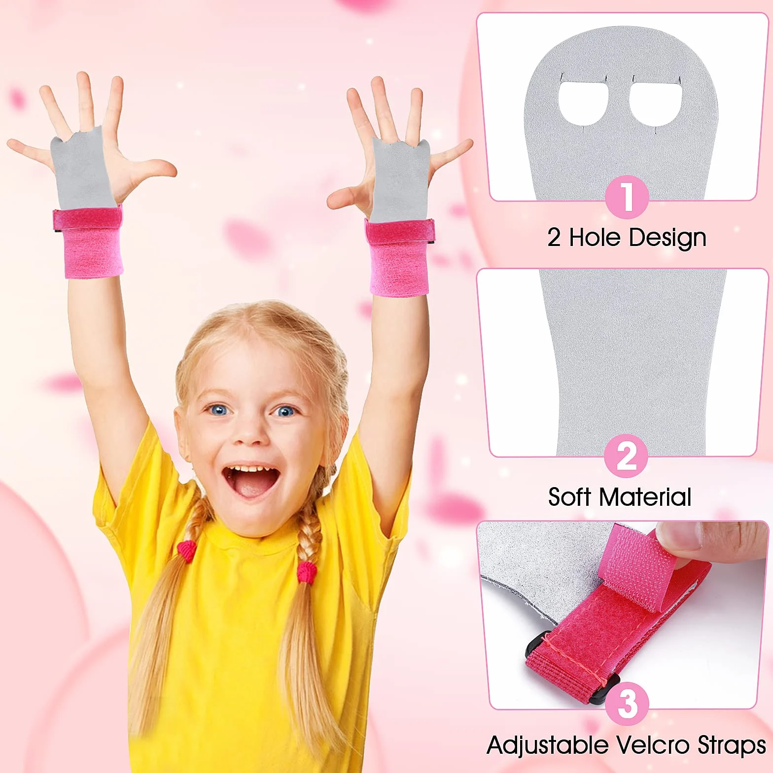 Abeillo Gants de préhension en cuir pour enfants, entraînement croisé, gymnastique, poignées de traction, bandages de poignet, ensemble fitness