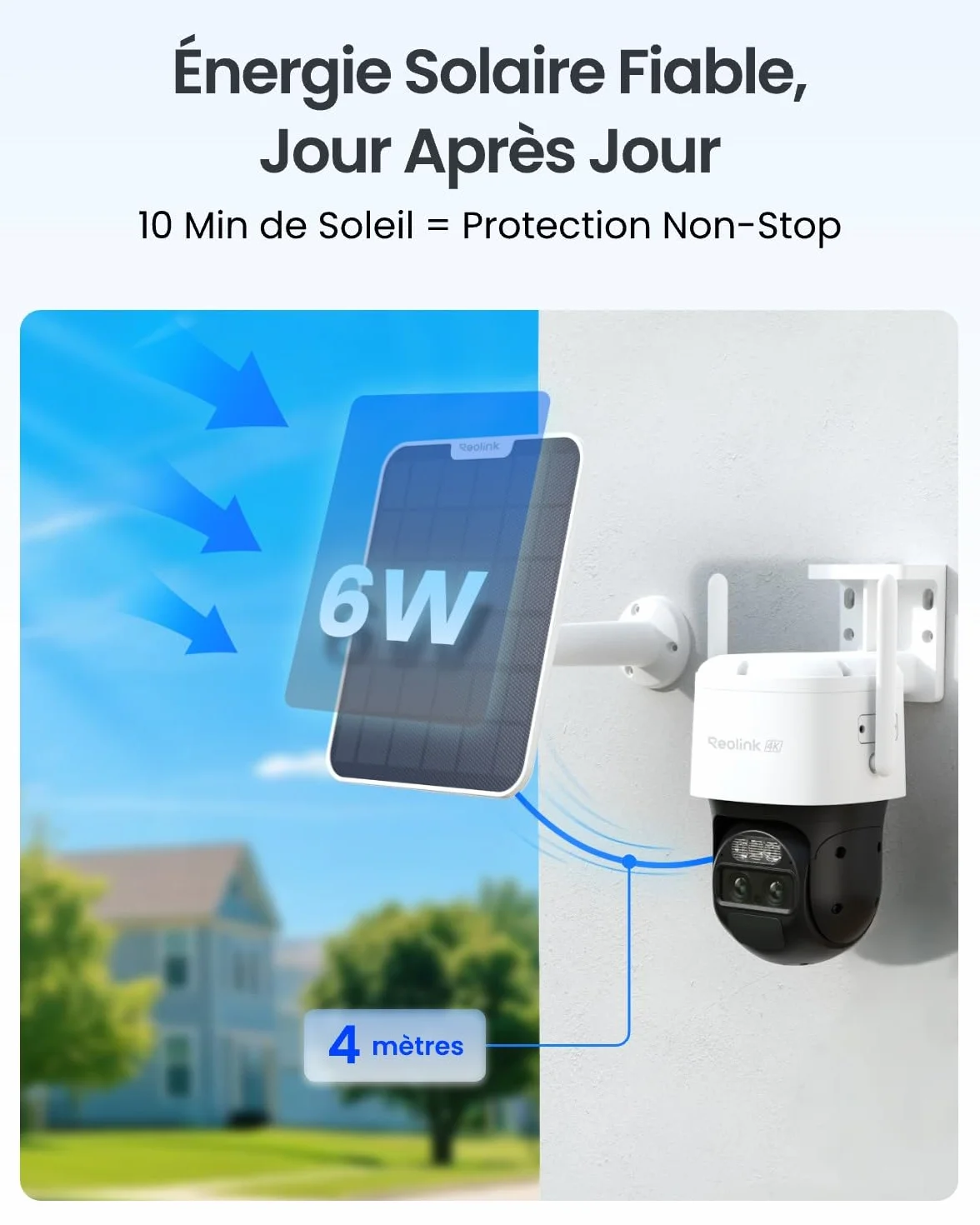 Reolink 4K PTZ Camera Solaire Exterieur WiFi sans Fil, Suivi & Zoom 8X Auto, Deux Objectif, Autonomie de 180j, Projecteurs Audio Bidirectionnel, TrackMix 4K+Panneau Solaire