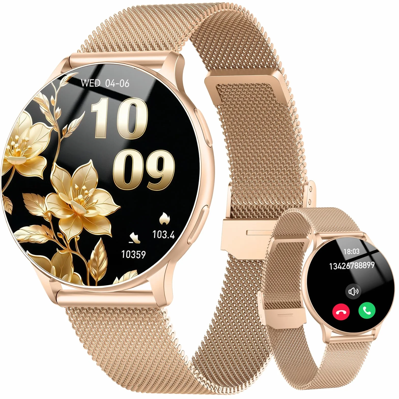 Montre Connectée Femme Appel Bluetooth 1.32" Smartwatch Fréquence Cardiaque SpO2 Sommeil 120+ Modes Sport IP68 Étanche Fitness Podomètre Compatible Android iOS