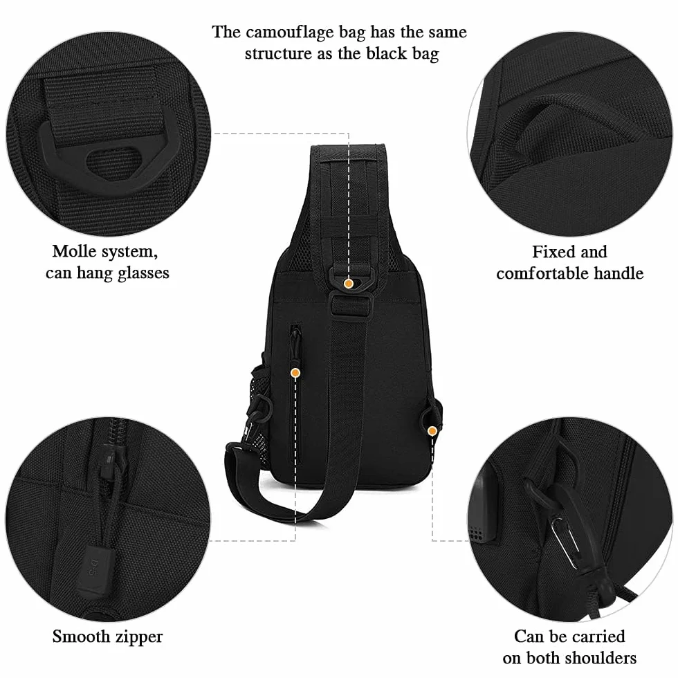 Sac Bandoulière Homme Tactique Sacoche Poitrine Militaire avec Poches Multiples Anti-Vol