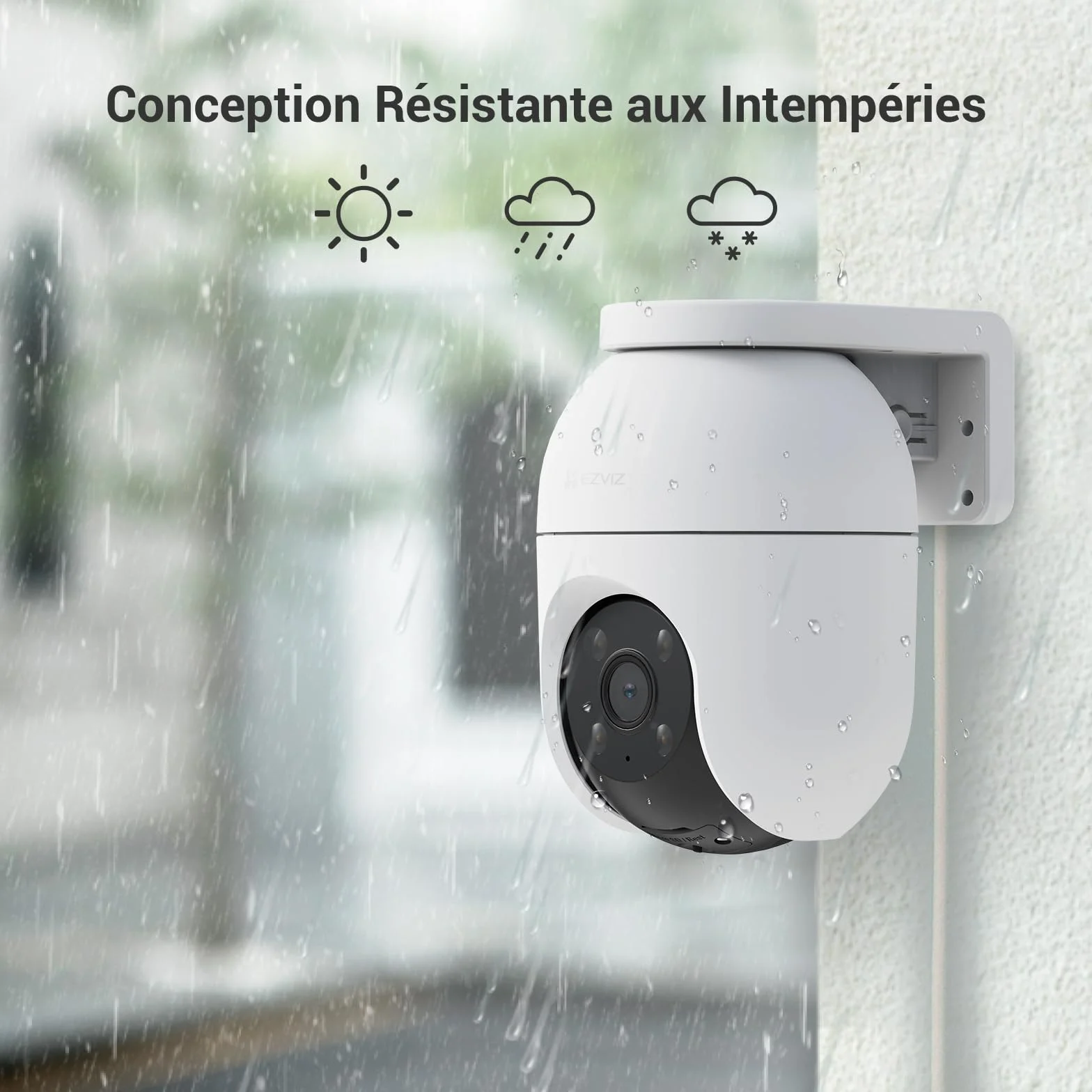 EZVIZ C8c 2MP Camera Surveillance WiFi Extérieure à 360° avec Suivi Auto-Zoom, Détection de Forme Humaine, Vision Nocturne en Couleur, Audio Bidirectionnel, IP65 Etanche, Défense Active