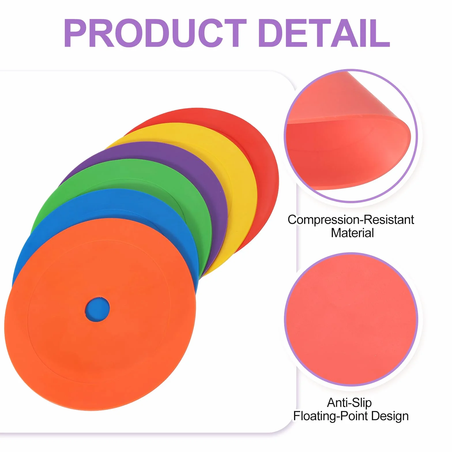PATIKIL Marqueurs Au Sol 6 Pouces 12 Pcs Points Antidérapants Cônes Plats pour Gym Football Sports Orange