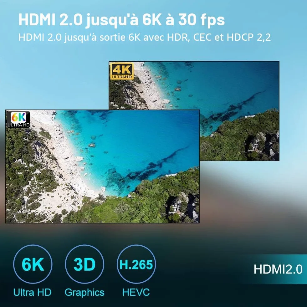 Android TV Box Q Plus 10.0 2GB RAM 16GB ROM H616 Quad Core Cortex-A53 6K 3D 2.4GHz WiFi 10/100M Ethernet