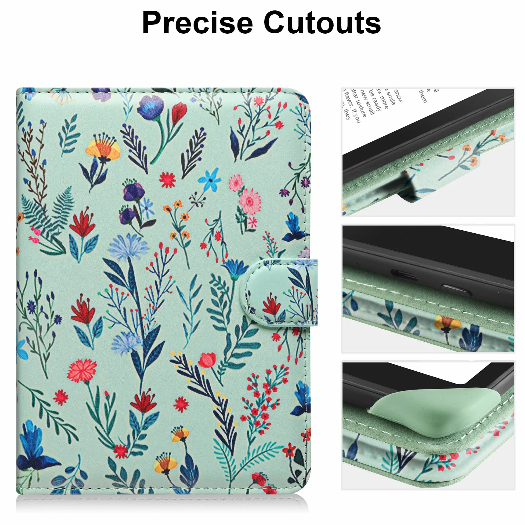 HoYiXi Universel Étui pour 6" Paperwhite /6" Kindle 2025 & 2019 Compatibilité Kobo/Voyaga/Pocketbook/Tolino eReader,Étui de Protection pour eReader 6 Pouce avec Porte-Cartes Intégré,Fleur 1