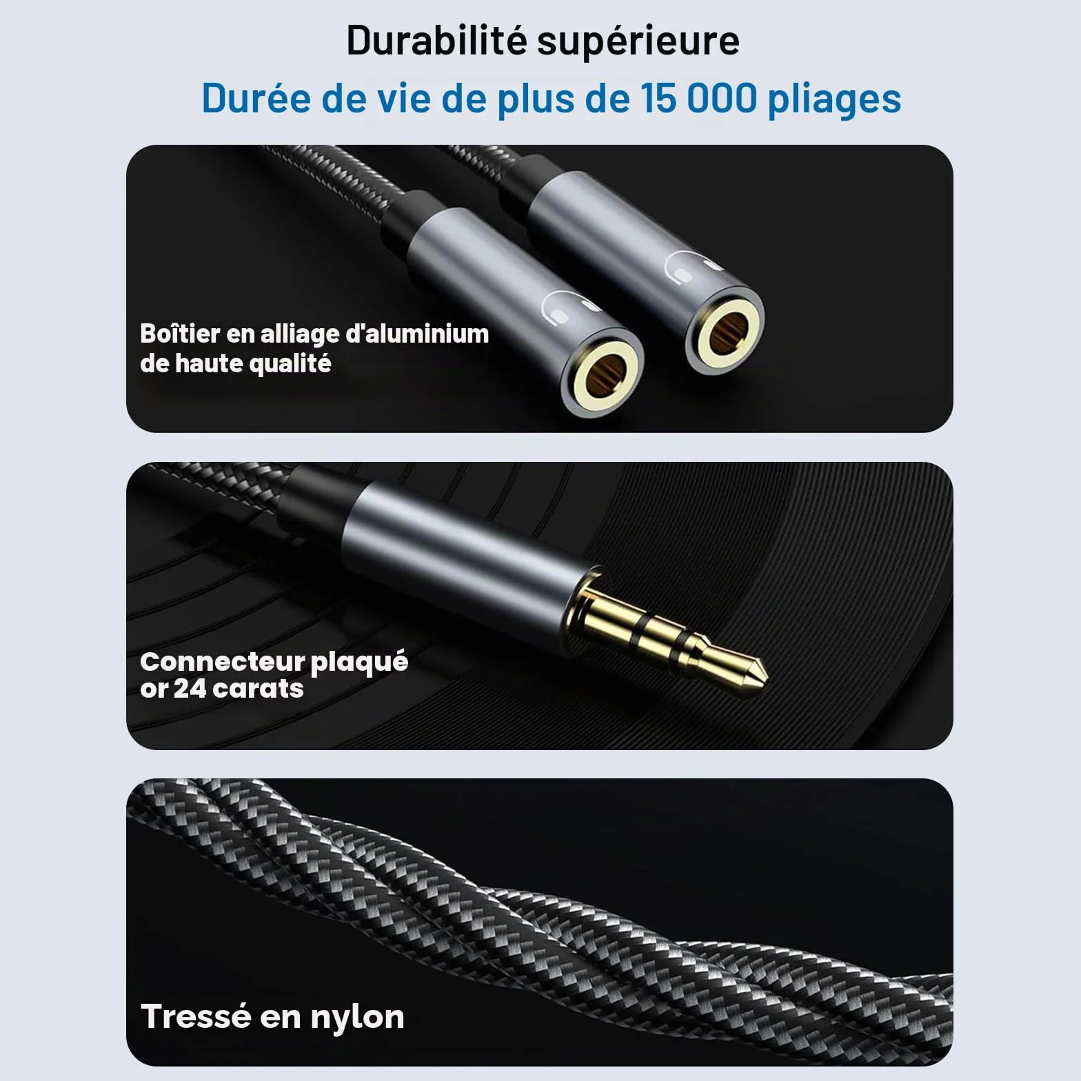 Avigers 3.5mm Splitter Audio Double Headphone Jack Mâle vers 2 Femelle Adaptateur Casque Stéréo Y Splitter