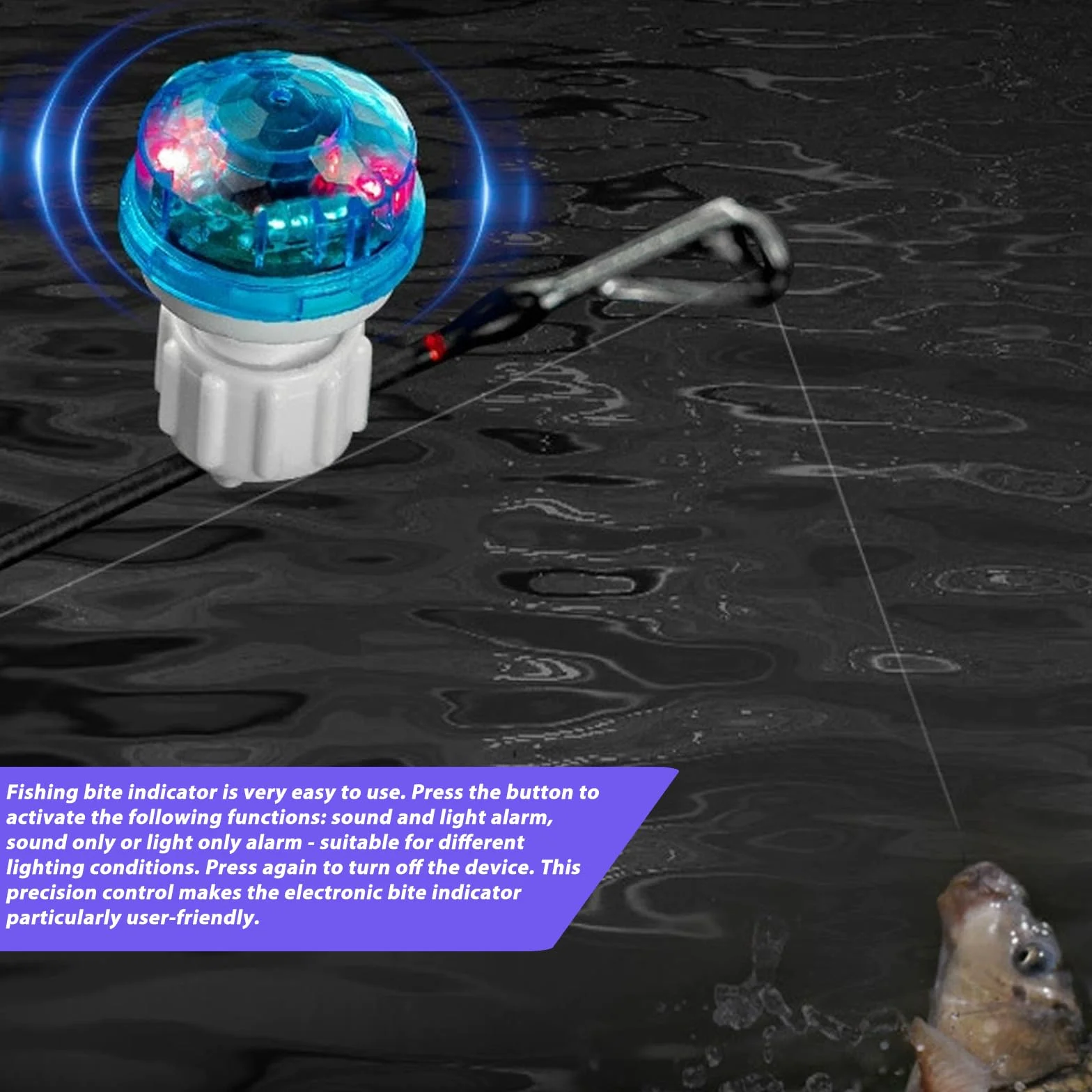 Détecteur de touche électronique LED 4 pièces avec capteur de mouvement pour pêche
