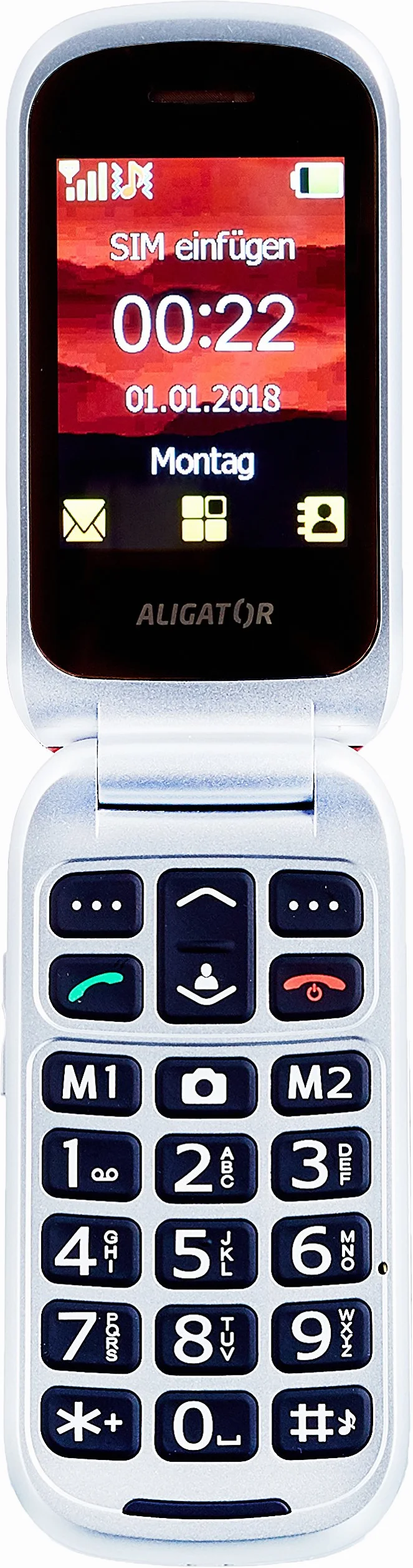 ALIGATOR V650 Téléphone Portable Senior SOS Localisateur Rouge