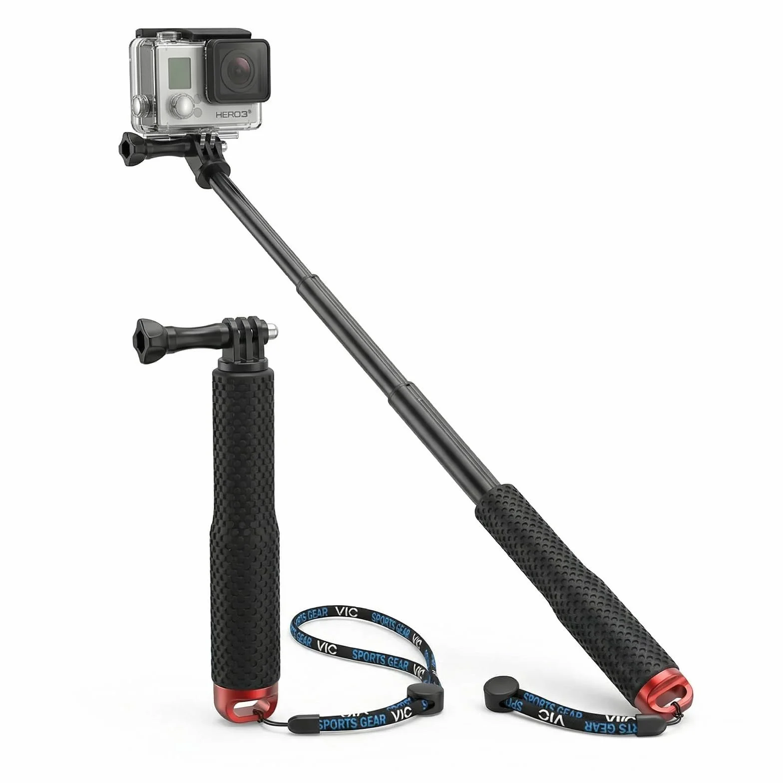 Perche Etanche pour GoPro et Action Cam, télescopique 49 cm, Format Compact 18 cm, Perche à Selfie Etanche sous Marine, Compatible DJI Osmo Action, Insta360 Ace Pro