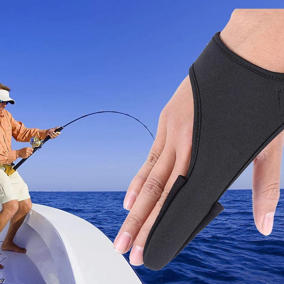KIMISS Protège-Doigts Pêche Noir Unisexe élastique Cuir pour Plein Air