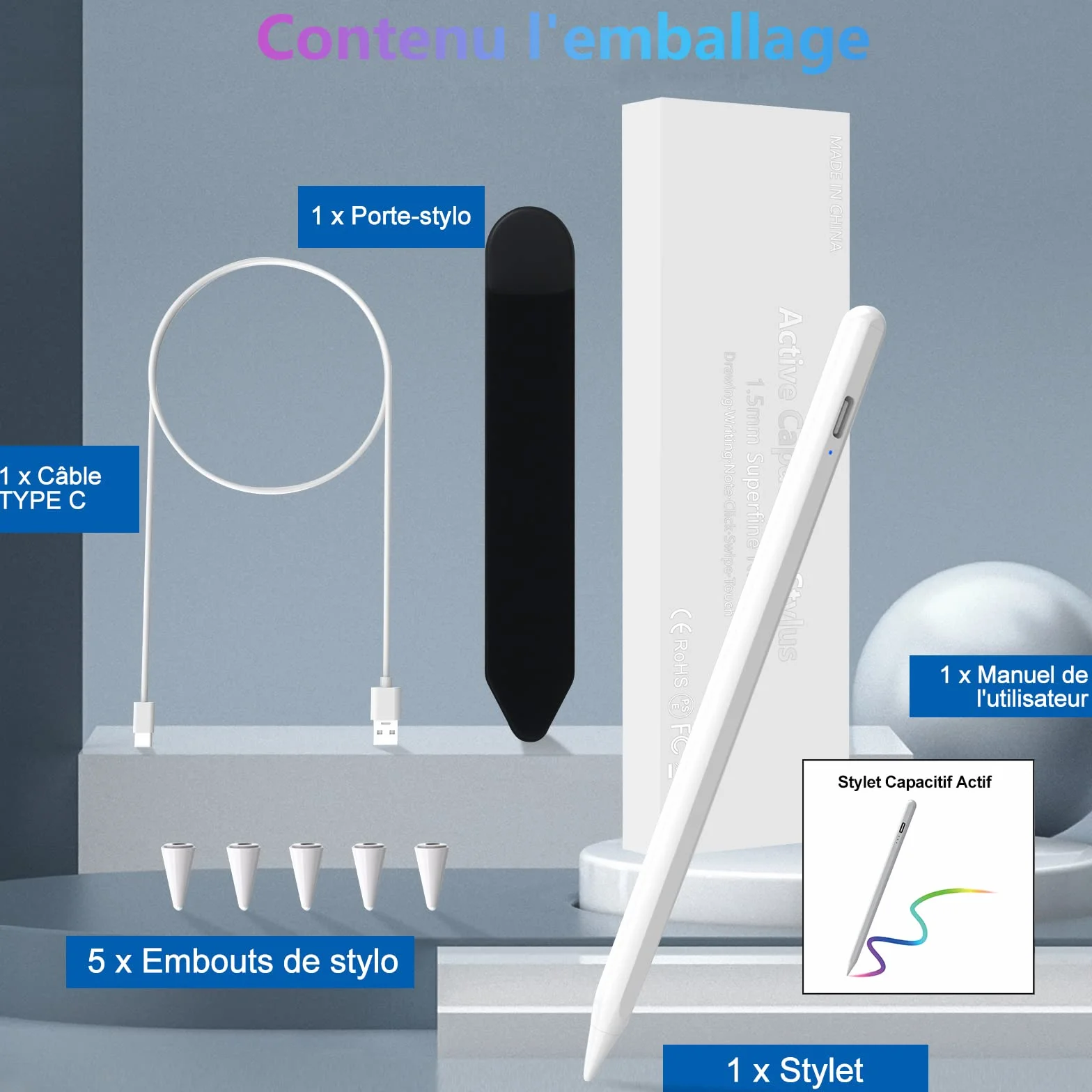 Stylet iPad 10&11e Génération, Stylo Tactile Haute Précision pour iPad 2018-2026, Rejet Paume