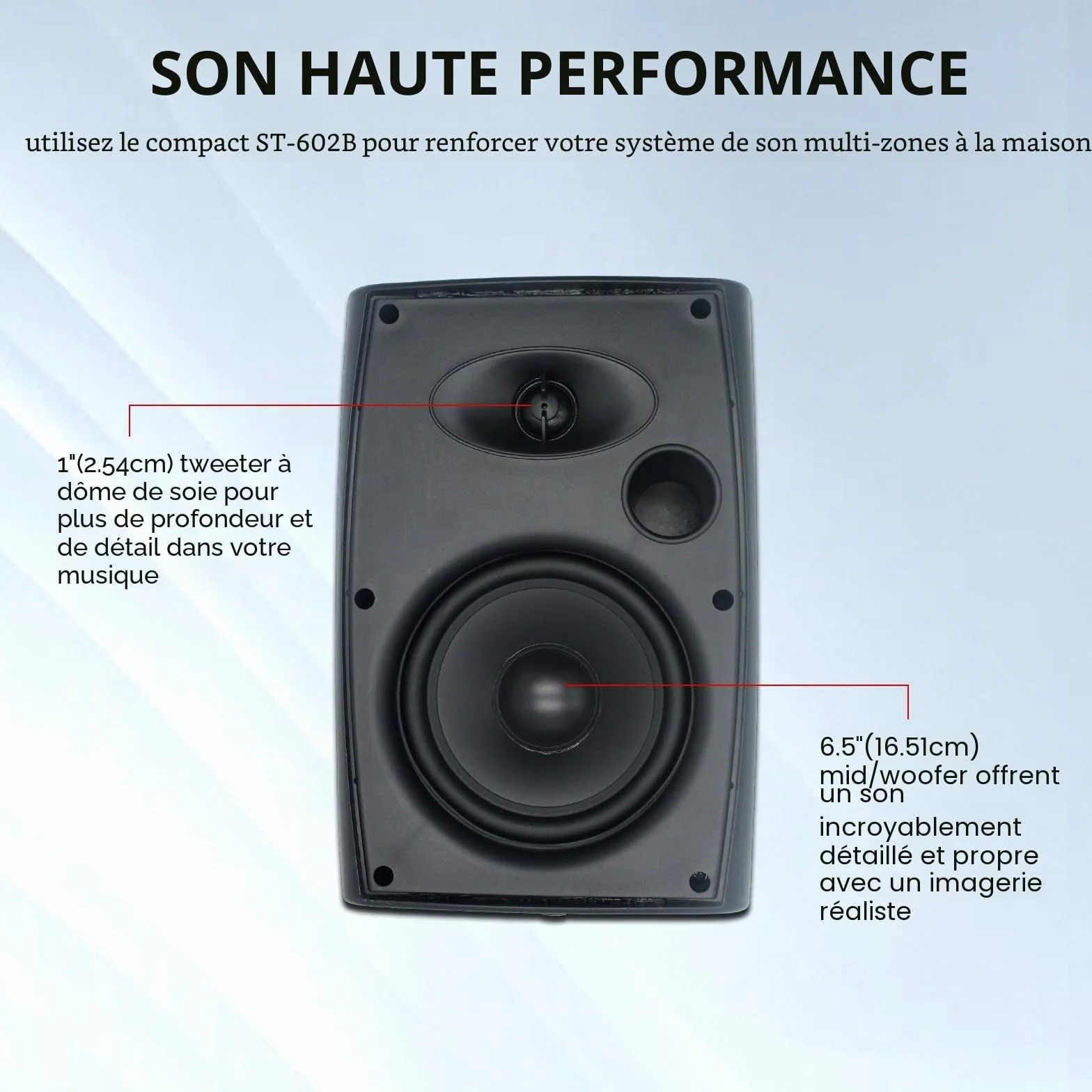 STUDIOFINIX Lot de 4 Haut-parleurs muraux d'extérieur de 16,5 cm 800 W – Solution Audio Haute Performance pour intérieur/extérieur, Maison, terrasse, Jardin, Jardin (Ensemble de 4 Haut-parleurs