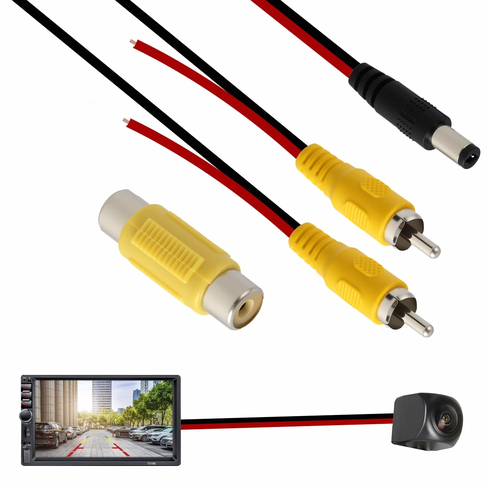 10M Câble d’Extension de Caméra de Recul de, Câble Vidéo RCA Double Blindage Amélioré avec Prise RCA Jaune vers Prise Femelle,Cable Camera de Recul, pour Connexion Moniteur et Caméra Arrière