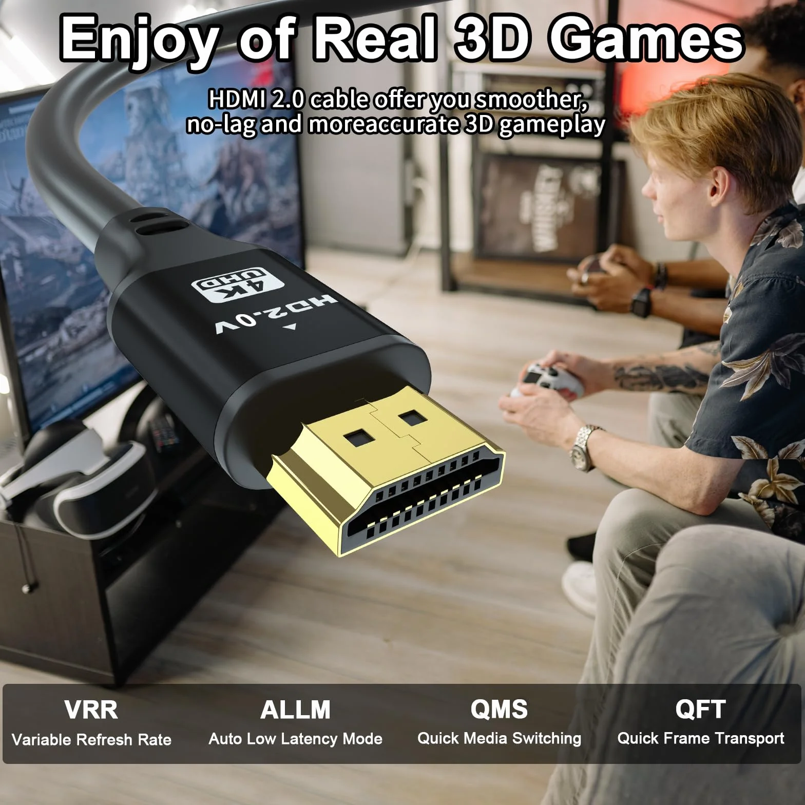 charlore Câble HDMI 12m (HDMI 2.0, 18 Gbit/s 4K@60Hz) Connecteurs plaqués or ultra haut débit, compatible avec Blu-Ray, Playstation, Ordinateur Portable, PS34/5, PC, HDTV