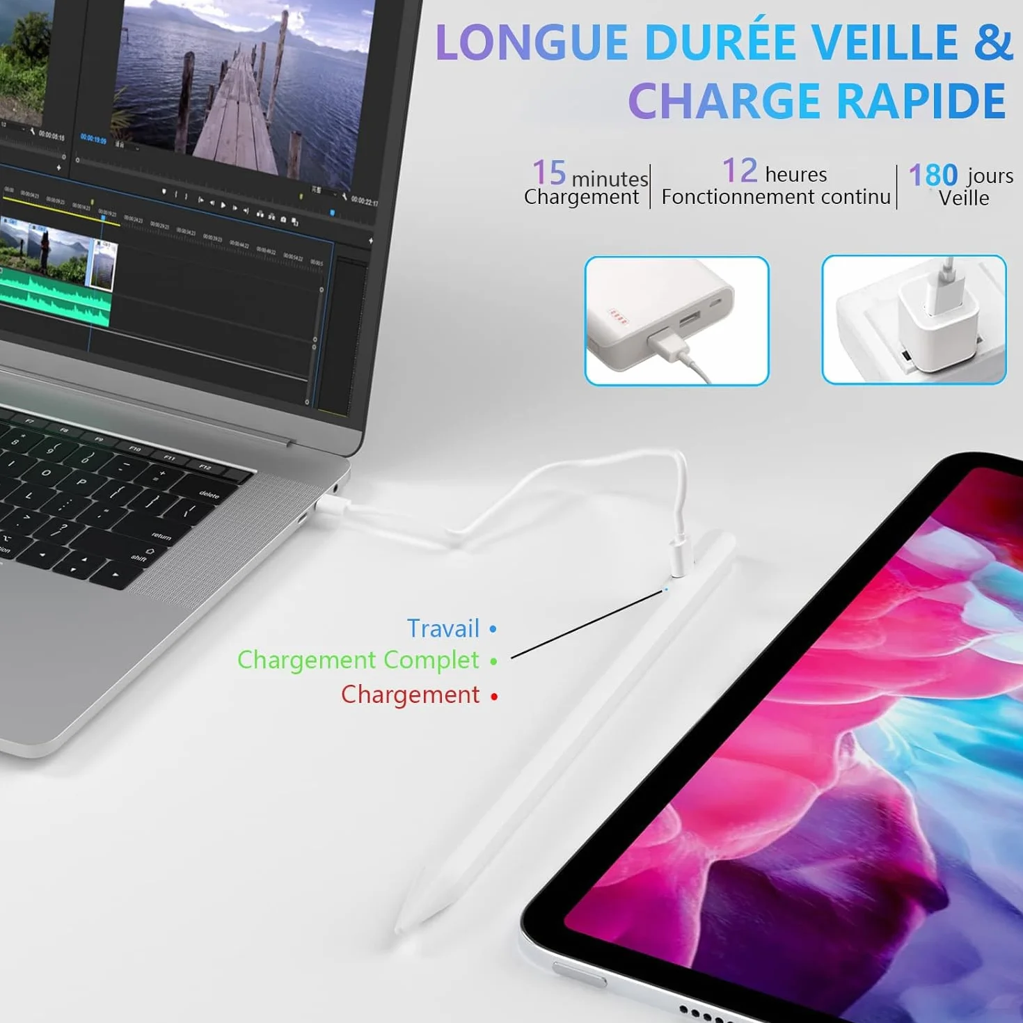 Stylet iPad 10&11e Génération, Stylo Tactile Haute Précision pour iPad 2018-2026, Rejet Paume