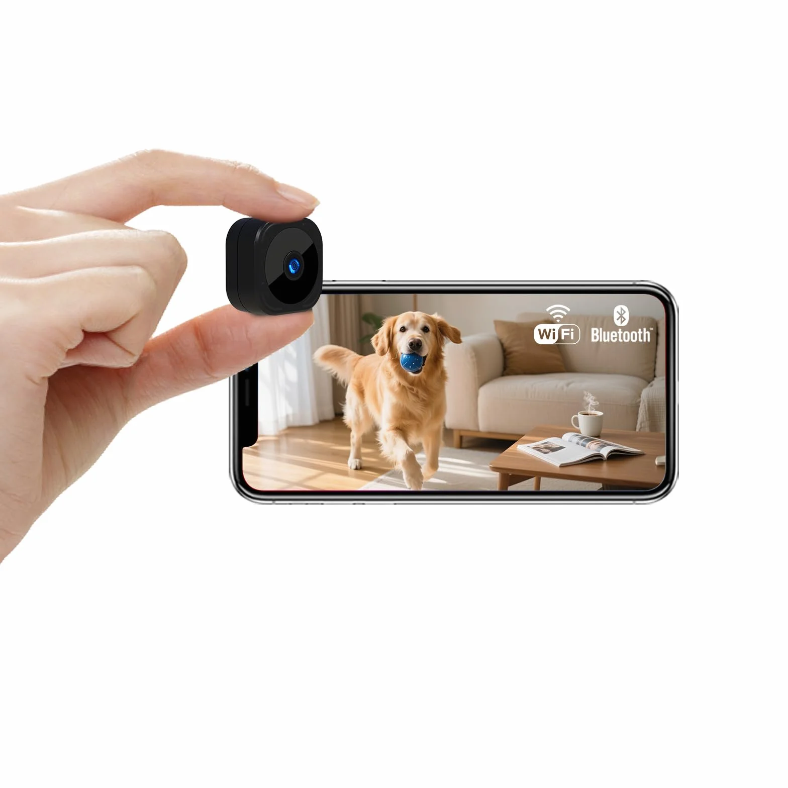 AOBOCAM Camera Espion, Mini Caméra de Surveillance WiFi HD Intérieur/Extérieur, Micro Caméra Bluetooth avec Vision Nocturne, Détection de Mouvement, Enregistrement à Distance