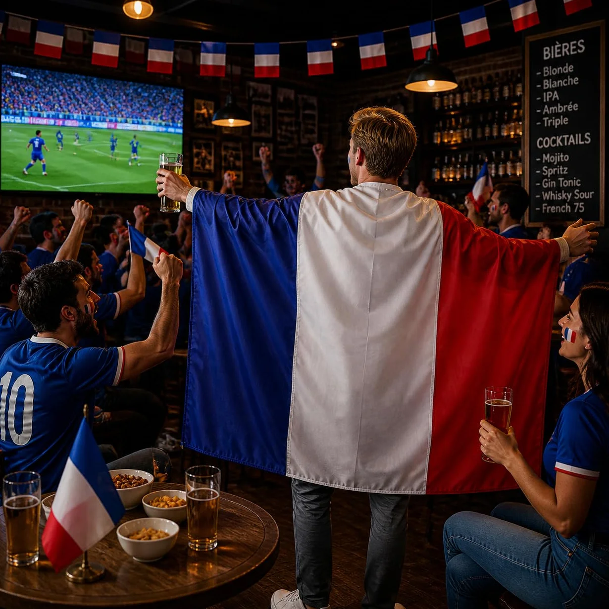 YESAH Cape Drapeau Français Coupe du Monde 2026 90x150cm Polyester Légère Portable Stade Matchs Fêtes