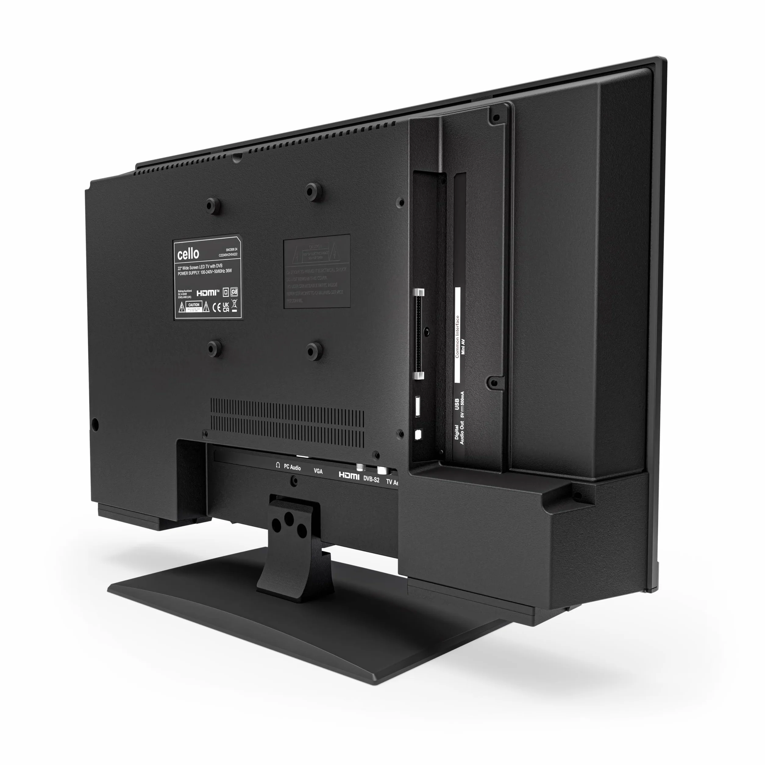 Cello C2224SH 22" Full HD LED TV mit Rahmenlos Triple Tuner (DVB-C/-S2/-T2) Pitch Perfect Sound Ideal für Kleine Räume