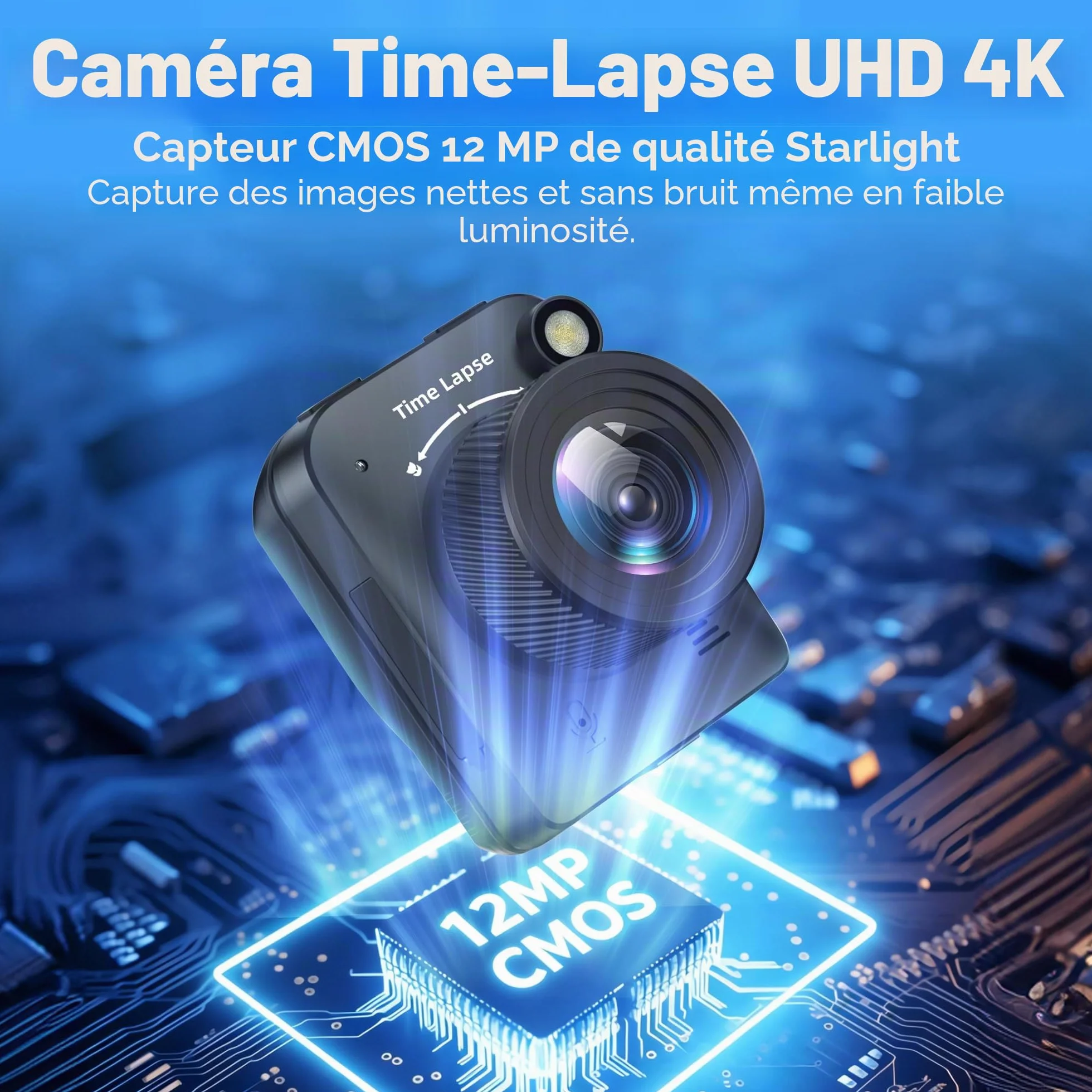 Dsoon Caméra Timelapse FHD pour la Construction, Les Plantes, la météo et la Vie, avec résolution 4K, écran LCD TFT HD 2,4", 180 Jours de Veille étanche IP66, Carte TF 64 Go Incluse