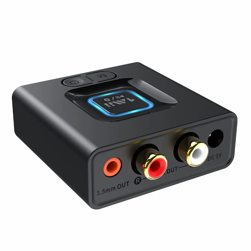 1Mii ML201 Récepteur Bluetooth 5.1, Modernisez Votre Ancien Système Audio | Adaptateur Bluetooth 3,5mm/RCA, Streaming Hi-Fi sans Fil depuis Mobile/Tablette vers Enceinte Filaire, 12H Lecture, Mode Bass