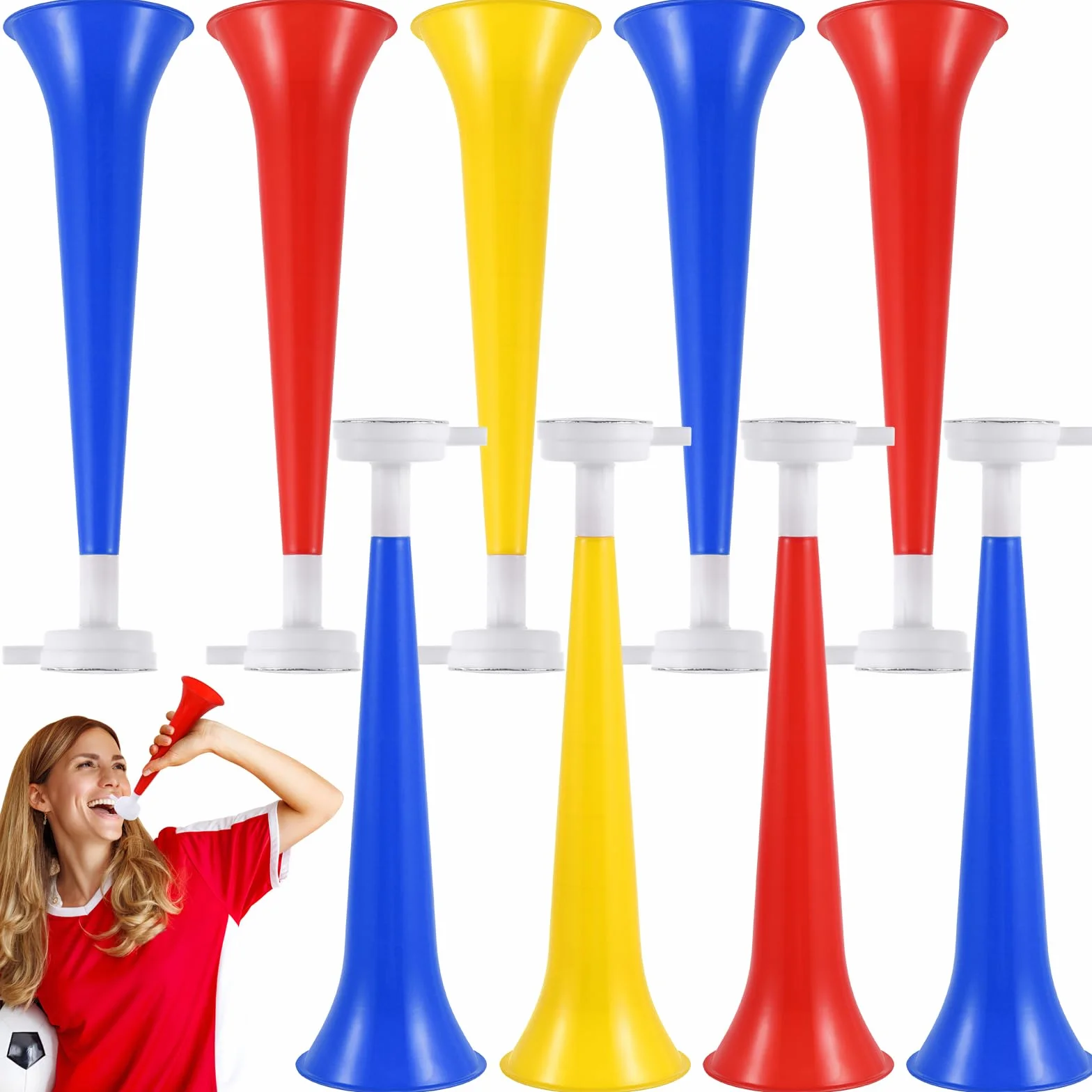 BESPORTBLE Lot de 10 trompettes de soutien pour enfants, Klaxon de stade bruyant, Mini corne de football, Accessoires de fête