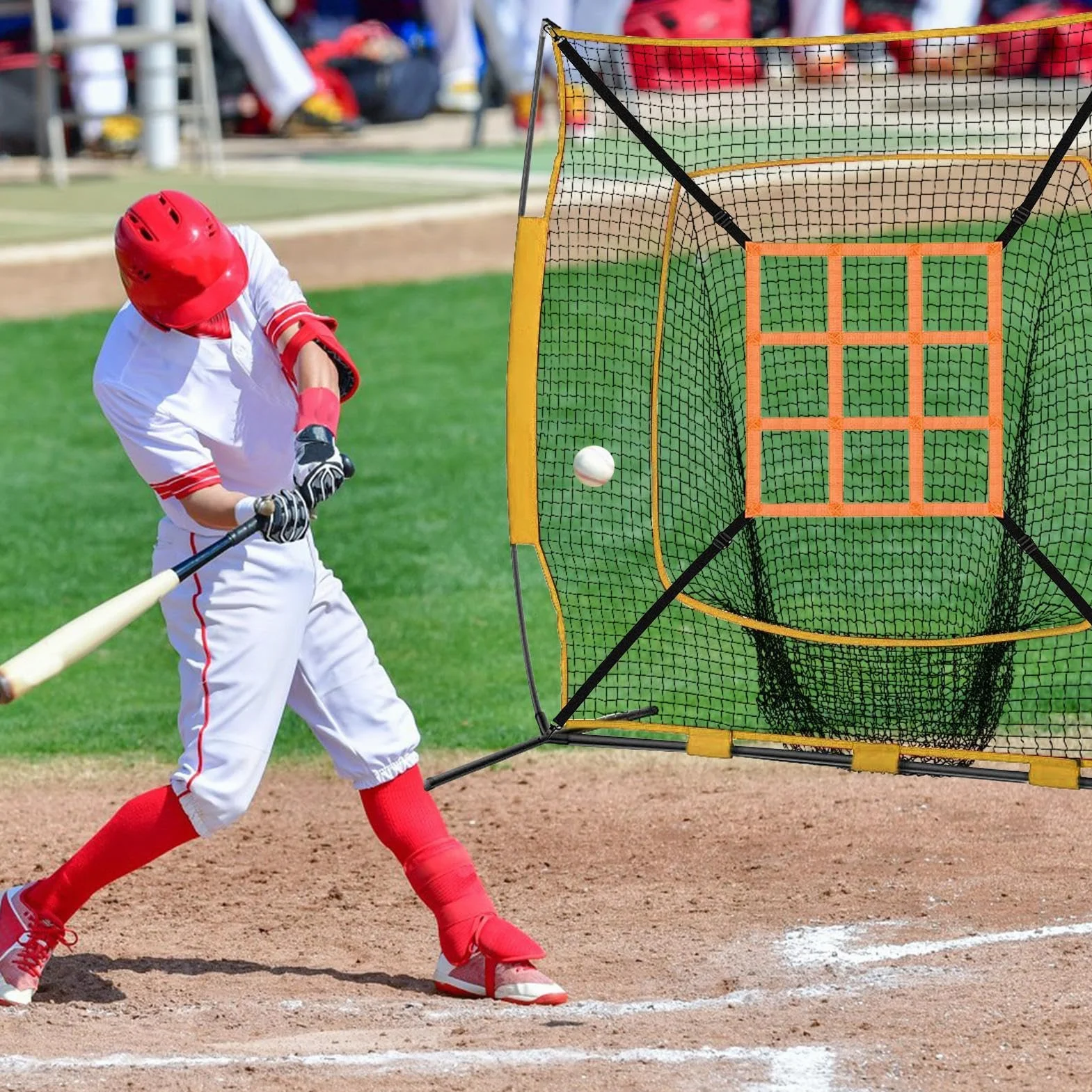 Cible de baseball réglable - Filet d'entraînement pour frapper et attraper avec sangle de fixation