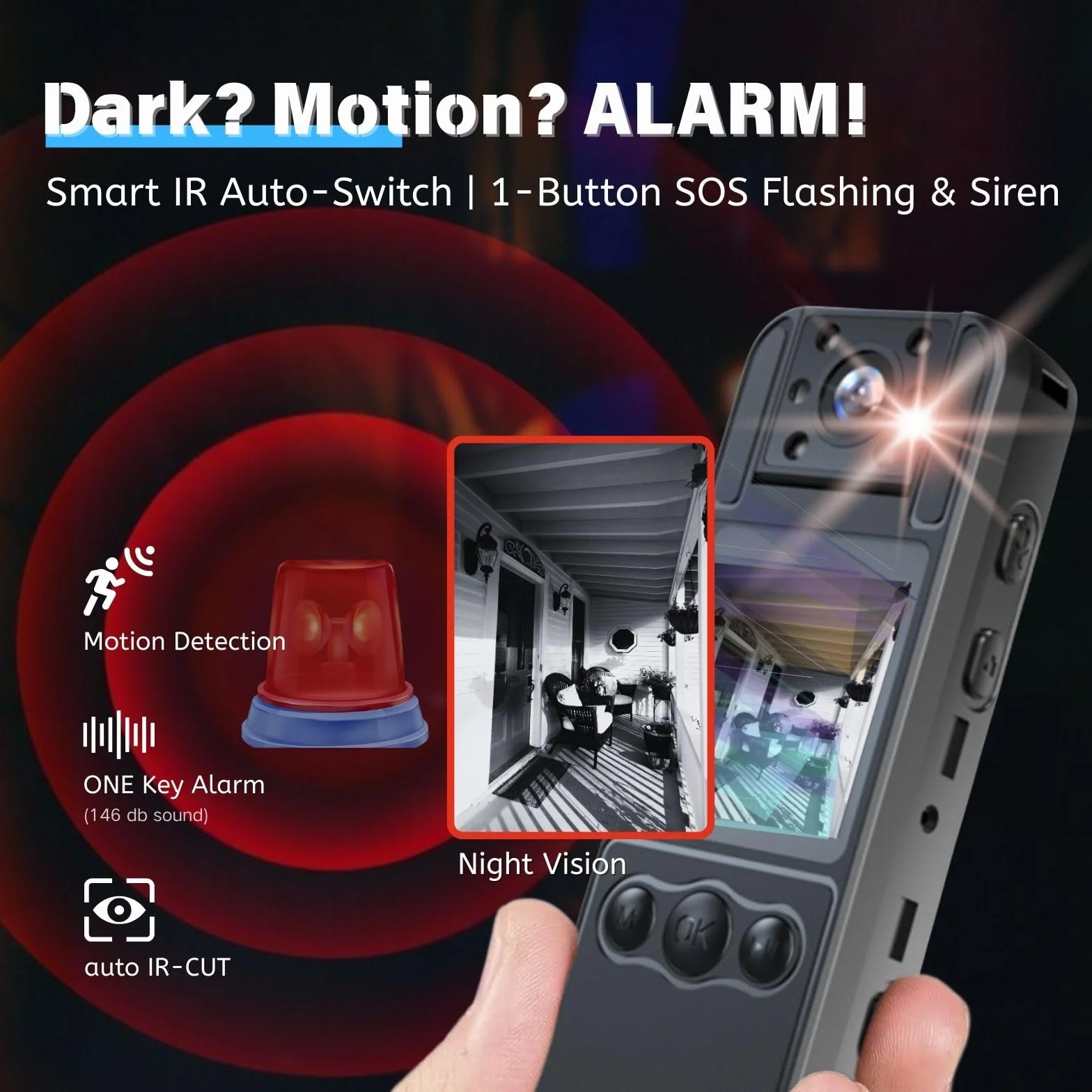 128G Caméra corporelle 1080P avec Objectif Rotatif de 180°, caméra de Sport avec 6 Heures d'autonomie de Batterie, Vision Nocturne, caméra Portable pour Animaux domestiques (H82-1080P-128G)